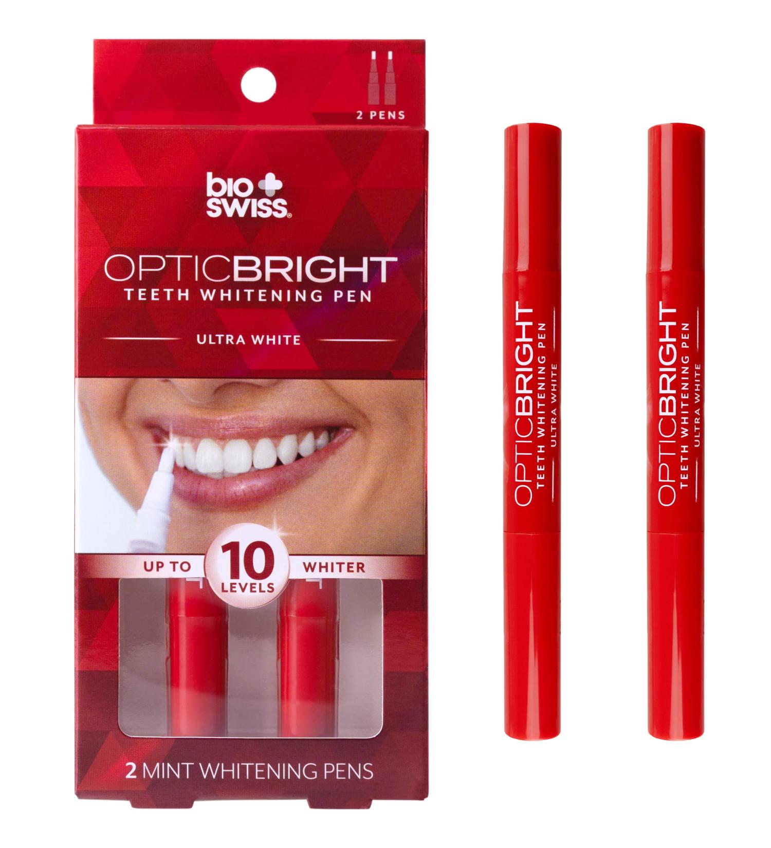 BioSwiss Optic Bright Teeth Whitening Pens 2 Pack White Mint Tooth Whitener Pen Set Red - 2 Pack - Buy Online on GoSupps.com