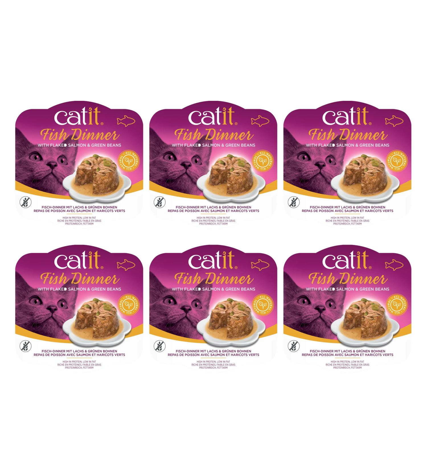 Catit Fish Dinner with Salmon & Green Beans 80 g (Pack of 6) Cat Food Wet Cat Food Cat Food Wet Nourriture Pour Chat Cat Wet Food Chat Kitten Food Kitten Wet Food Canned Cat Food - Buy Online on GoSupps.com