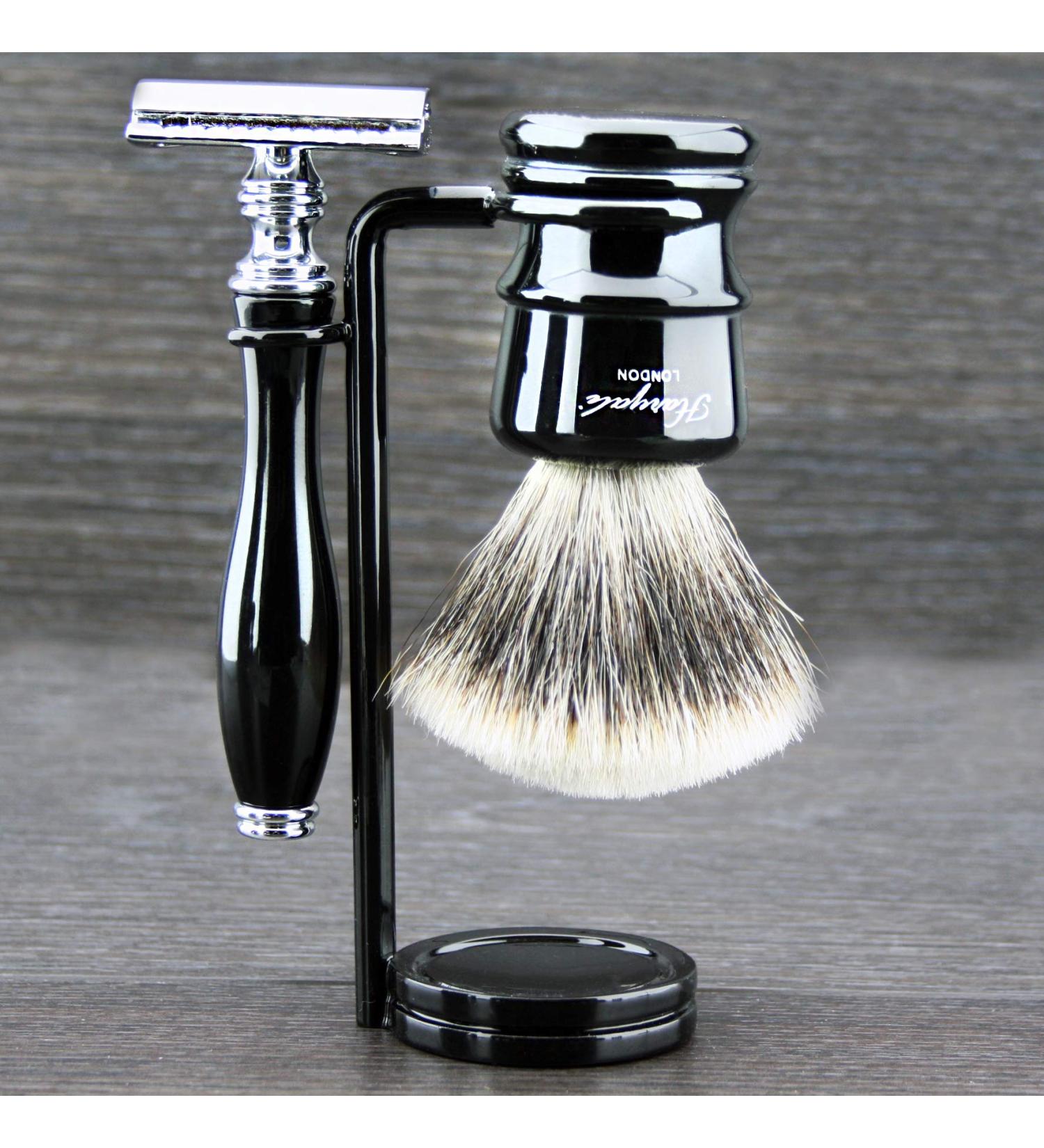 Classic DE Safety Razor & Synthetic Hair Brush Gift Set - Free Blades Included | International Shipping - Buy Online on GoSupps.com