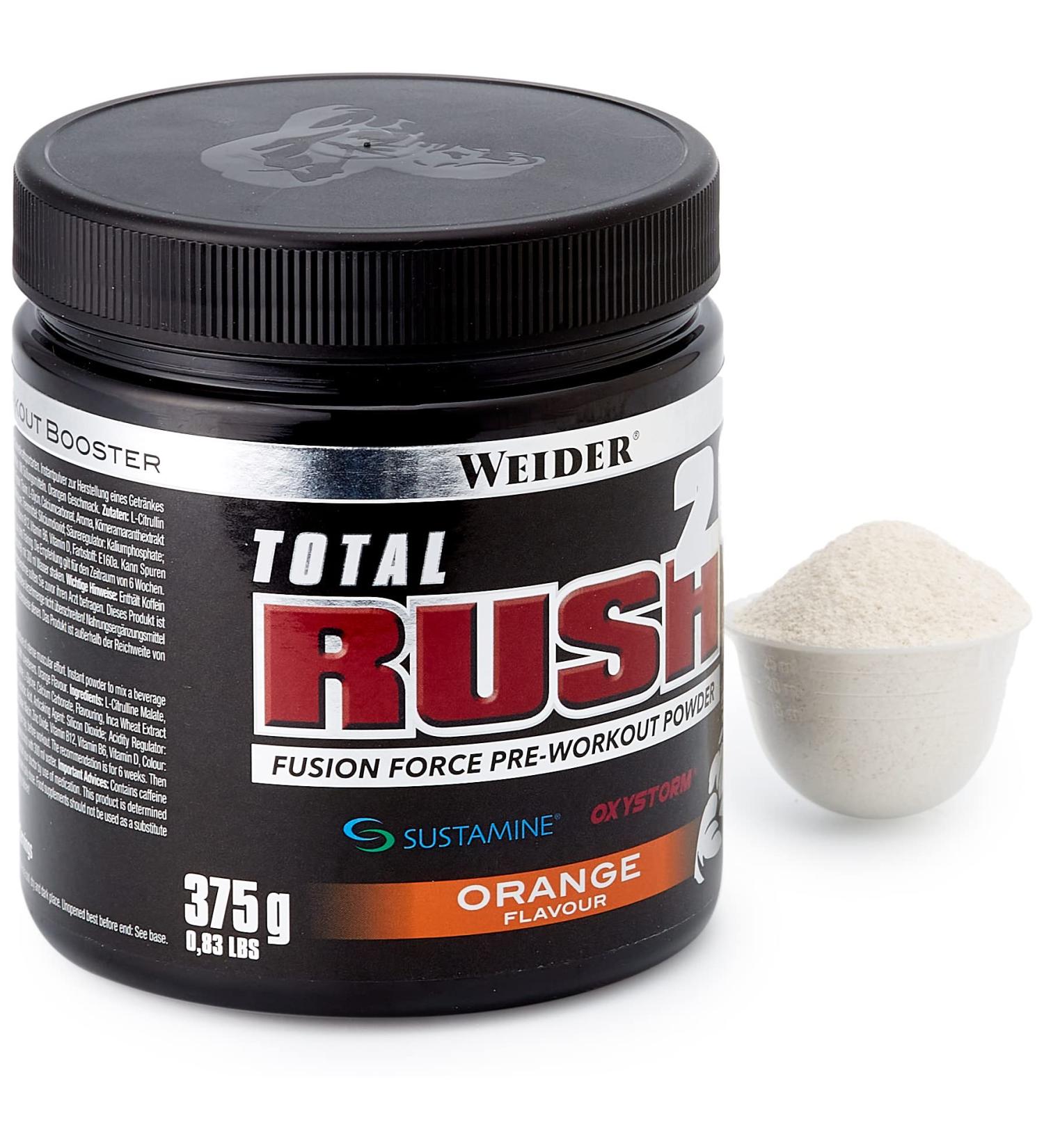 Weider Total Rush 2.0 Pre-Workout Formula Orange - Legal Focus + Power Pump | 15 servings - Buy Online on GoSupps.com