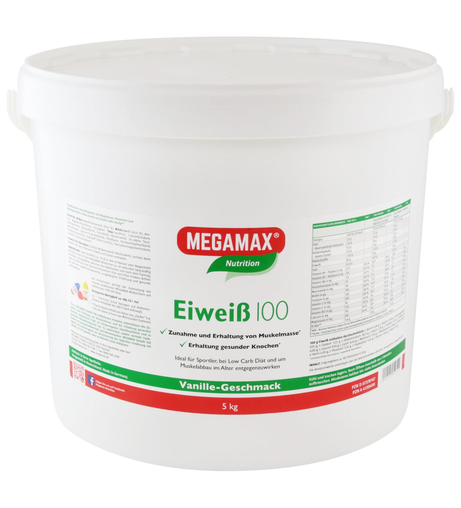 Buy Megamax Vanilla Protein 5kg | Low Carb Milk & Whey Protein for Muscle Building | Ideal for Baking | Aspartame-Free & Amino Acids - Buy Online on GoSupps.com