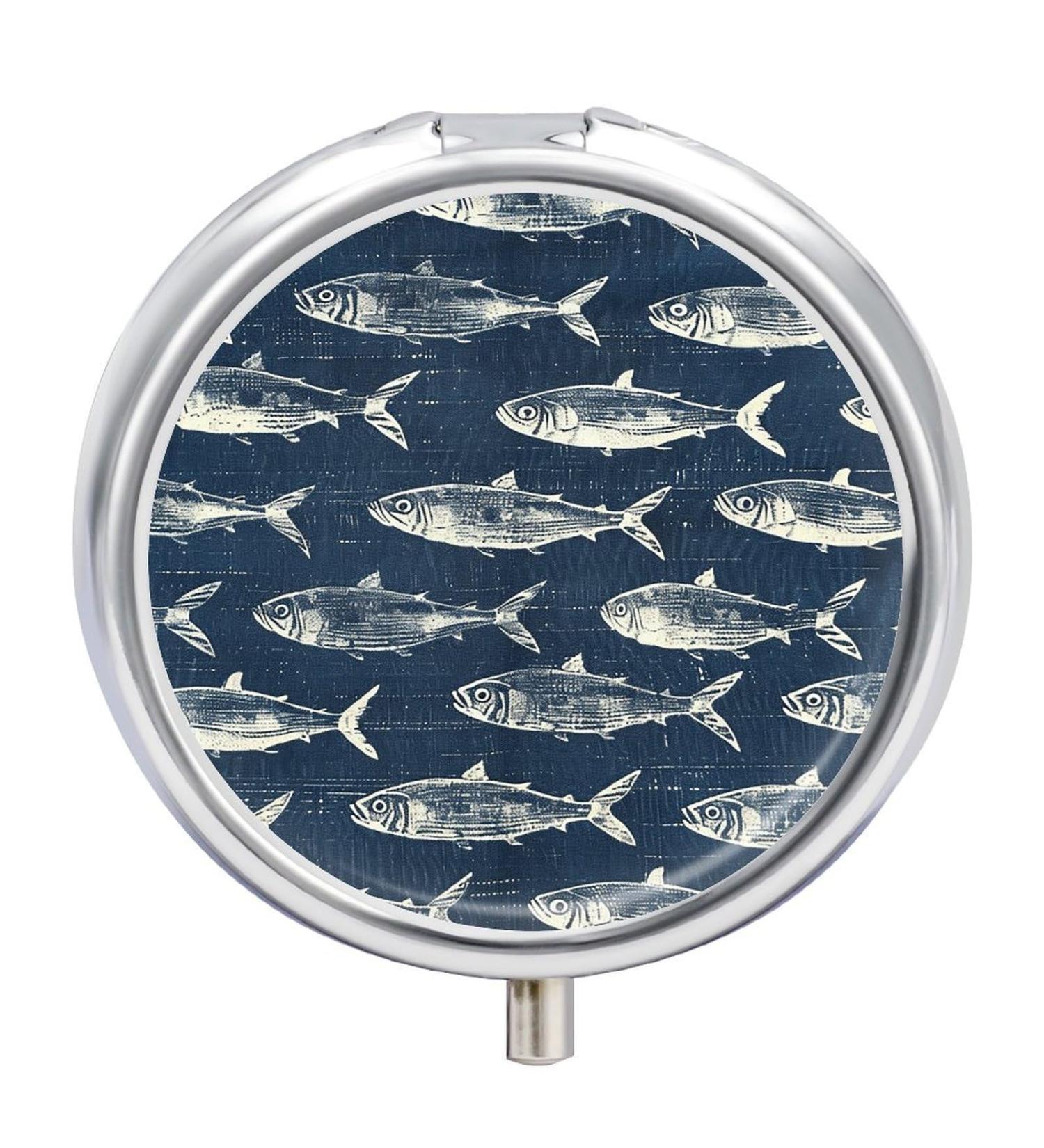 Travel Pill Box - 3 Compartment Pill Organizer with Fish Pattern | Portable Pill Case for Handbag & Pocket - Buy Online on GoSupps.com