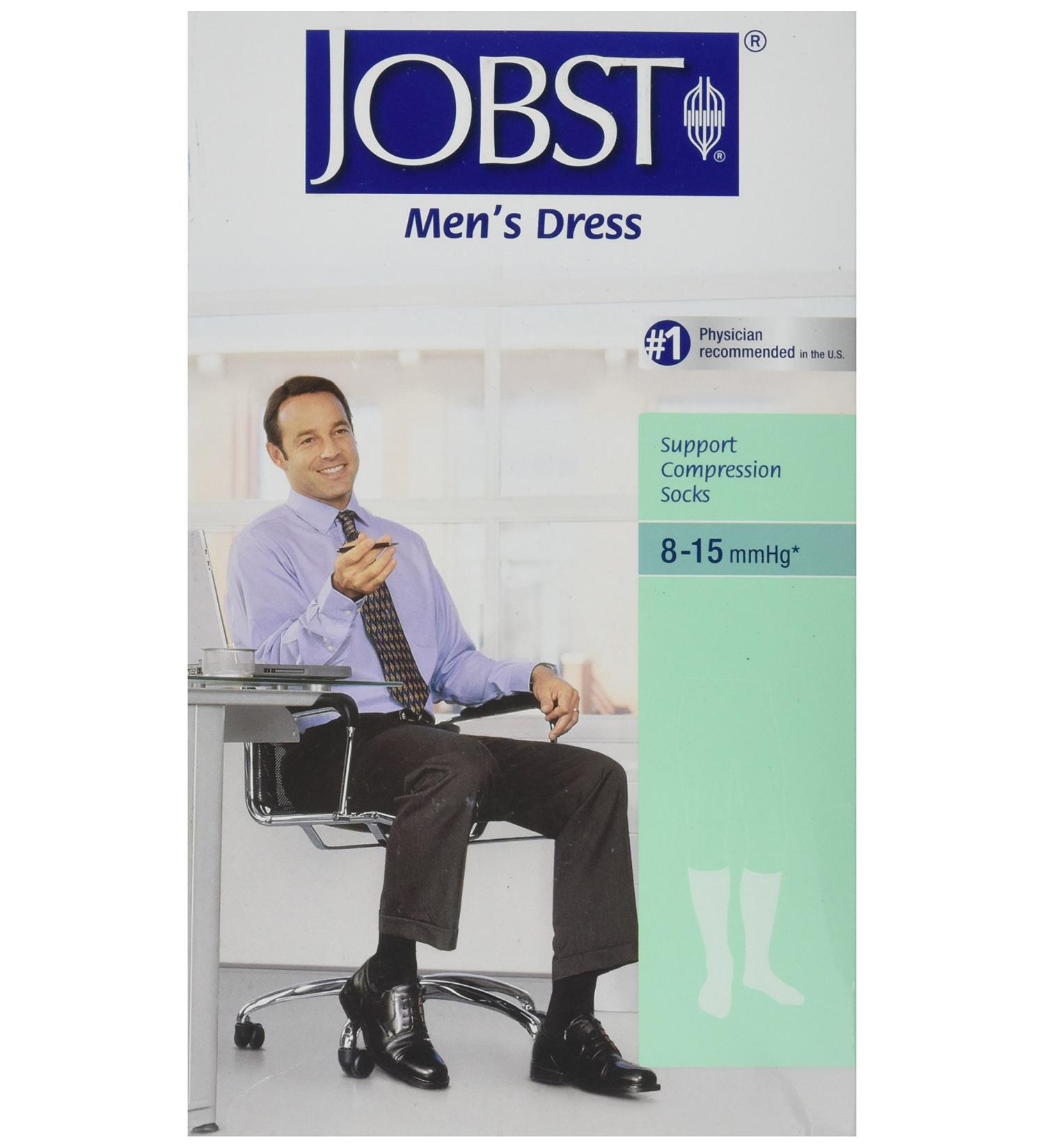 JOBST Men's Dress Knee High Compression Stockings - Stylish & Comfortable Rib Design Class 8-15 Khaki X-Large for All-Day Wear - Buy Online on GoSupps.com
