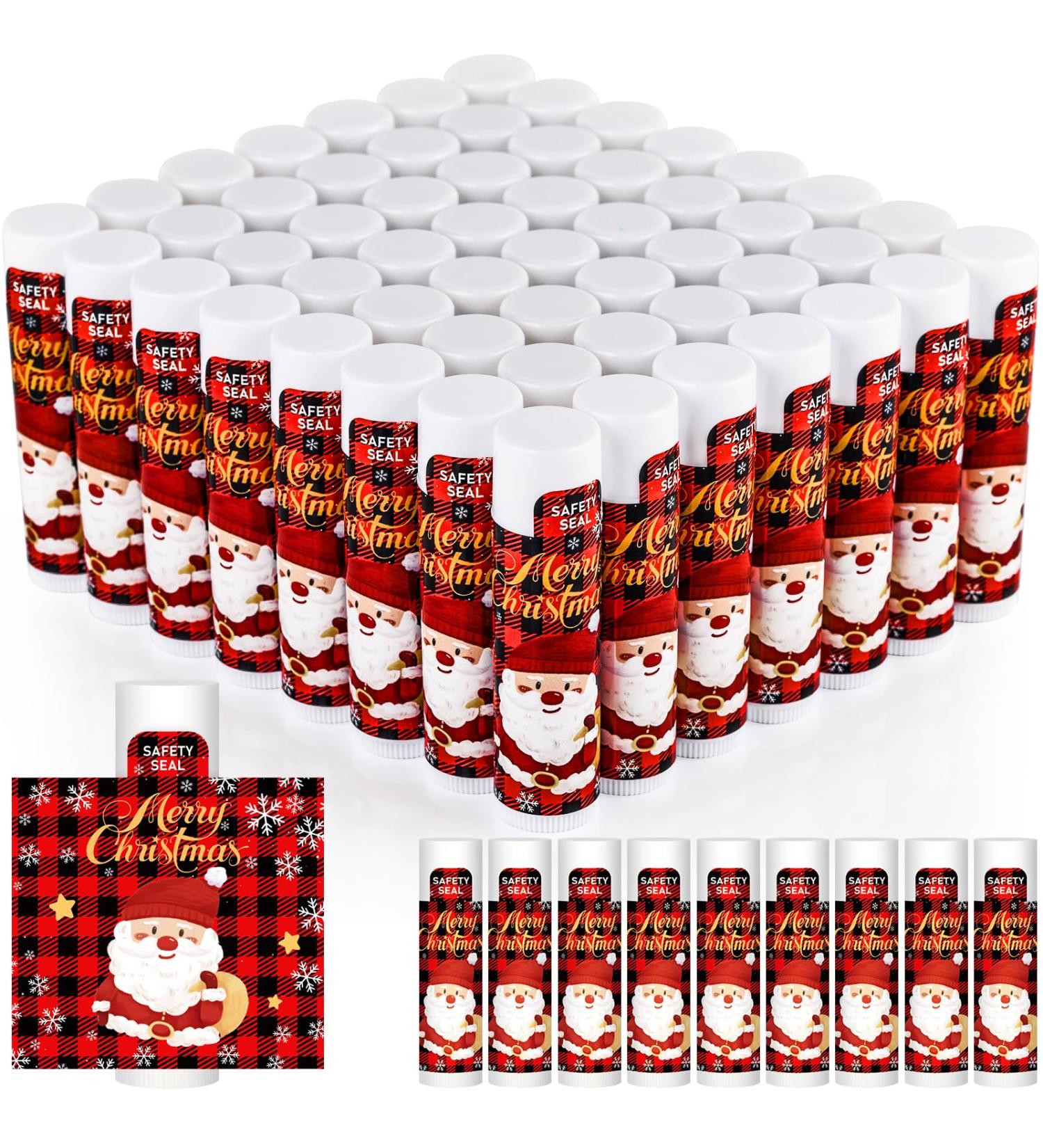 DMSKY Christmas Lip Balm Bulk 60 Pcs Christmas Stocking Stuffers Ideal Christmas Gifts for Women Men Christmas Party Favors for Teachers Coworkers-Santa Claus - Buy Online on GoSupps.com