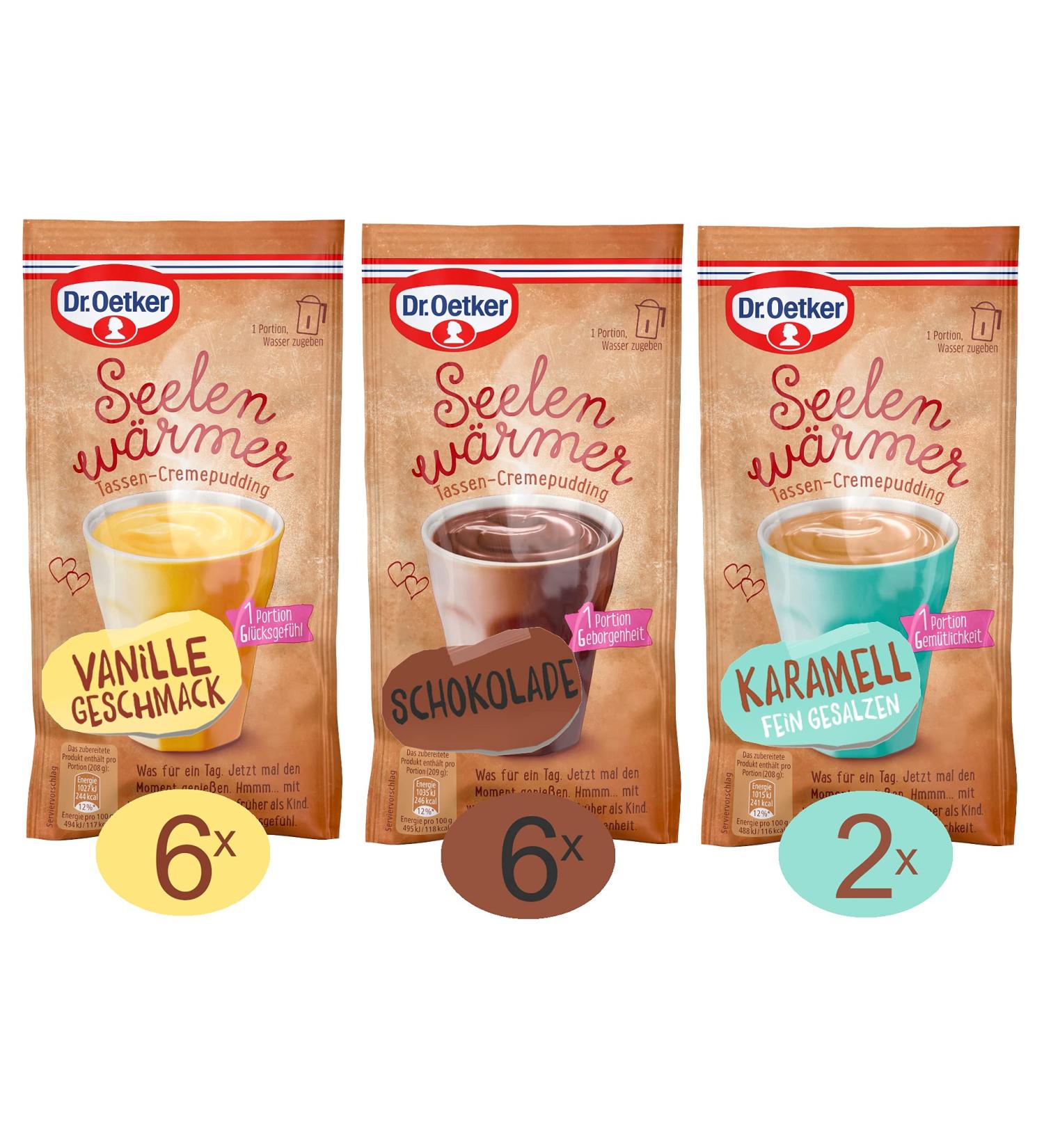 Dr. Oetker Soul Warmer - 14-Pack Cream Cup Pudding in Chocolate Vanilla & Caramel | Delicious International Shipping - Buy Online on GoSupps.com