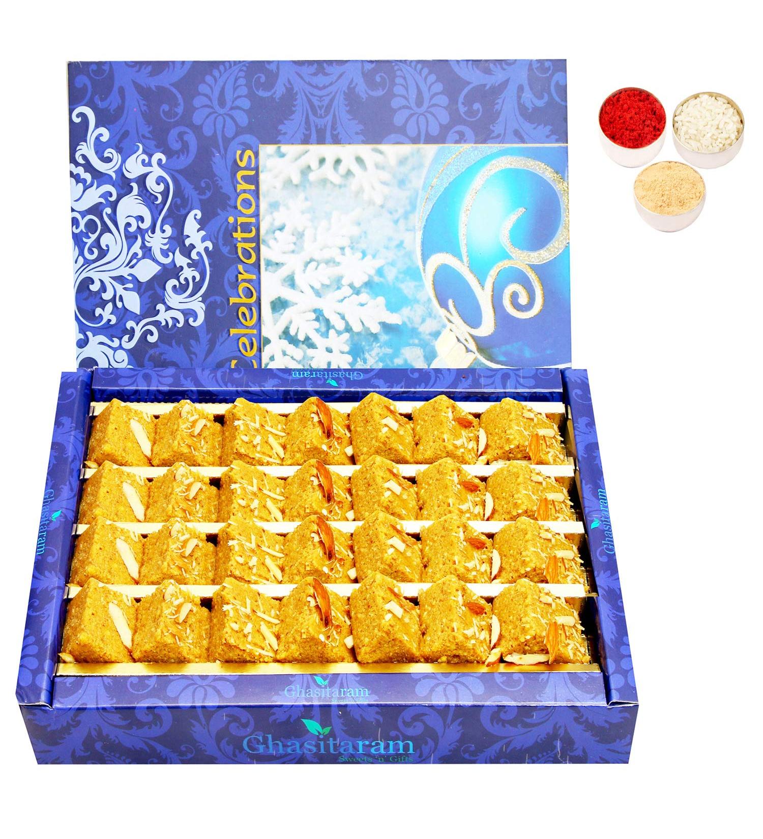 Ghasitaram Gifts Bhaidooj Gifts Sweets - Nani's Special Besan Barfi 800 GMS 400 gms - Buy Online on GoSupps.com