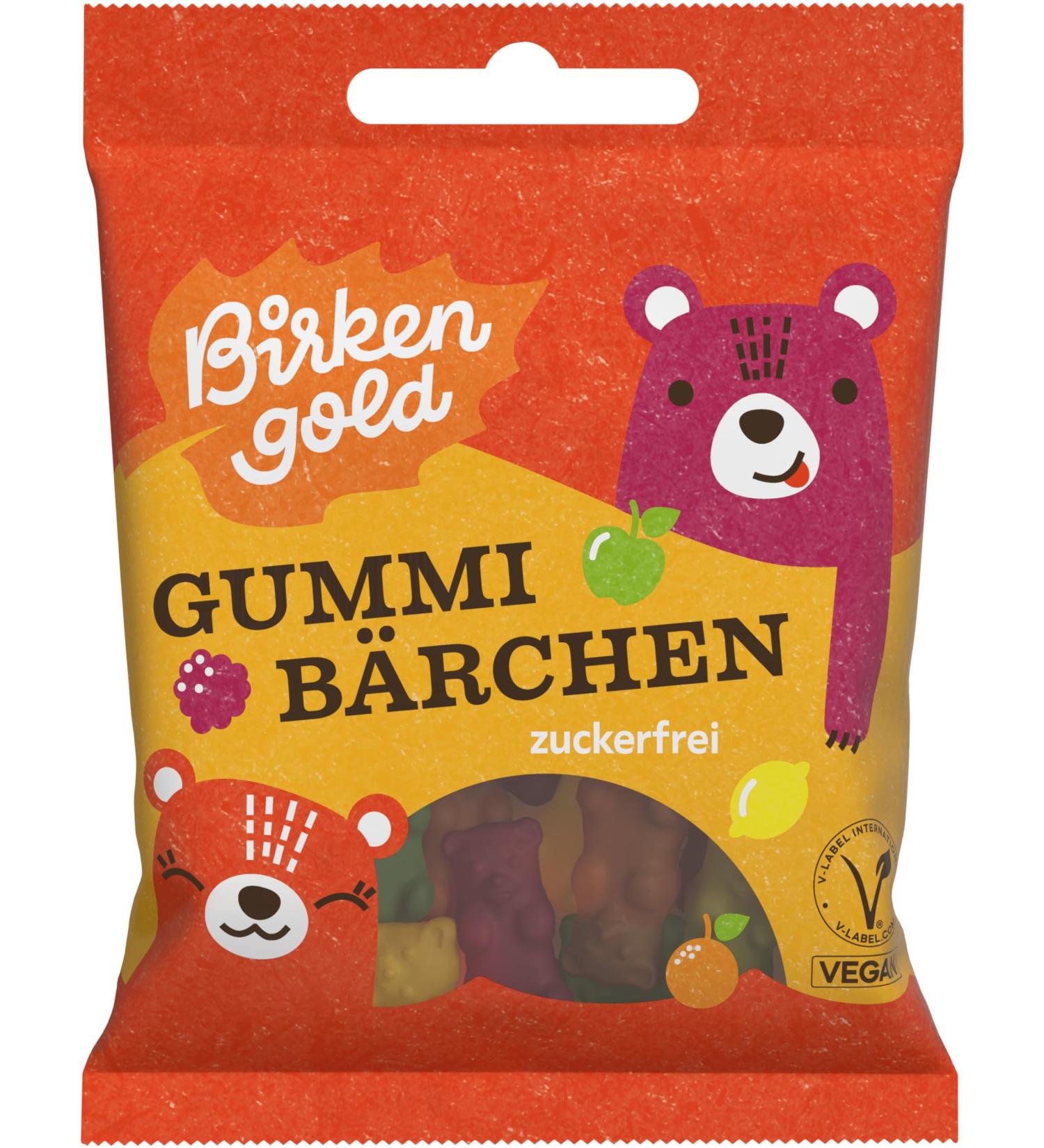 Birkengold - Gelatin-free rubber bears - Sugar-free - 50g - Pack of 10