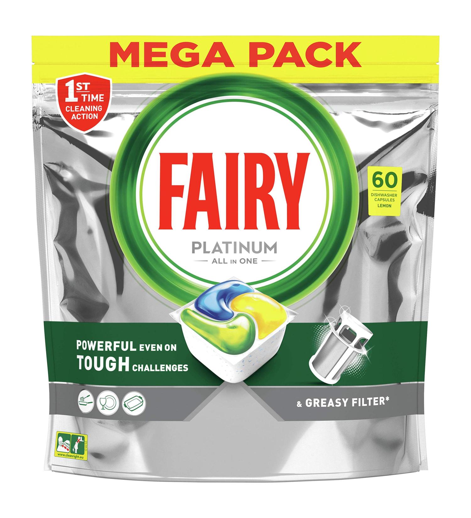 Fairy Platinum Dishwasher Tablets Regular 3 x 63 units - Buy Online on GoSupps.com