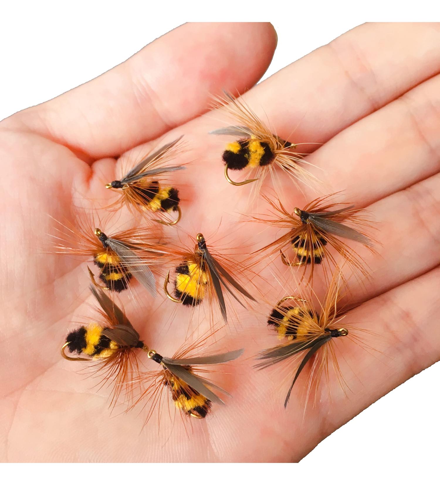 Premium Hand-Tied Fake Bees for Trout Bass Panfish Fishing | 12pcs Classic Honey Bee Flies | Lure Box Included | Gifts for Men - Buy Online on GoSupps.com