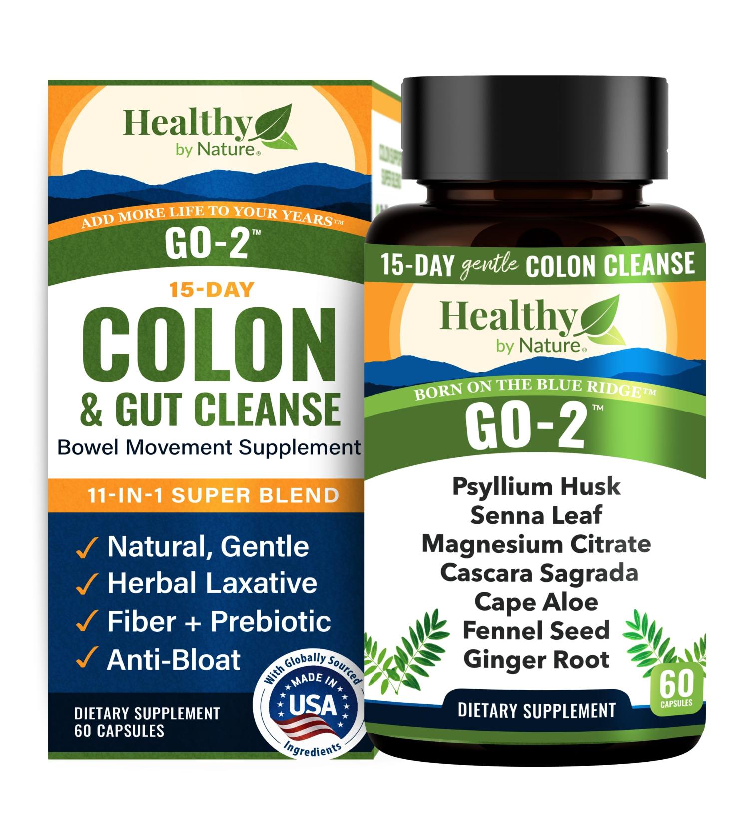 Colon Cleanse & 15 Day Gut Cleanse for Women Men - Gentle Natural Herbal Laxative & Bowel Movement Supplement - Gut Detox Support and Relief of Occasional Constipation Bloating (60 Count) - Buy Online on GoSupps.com