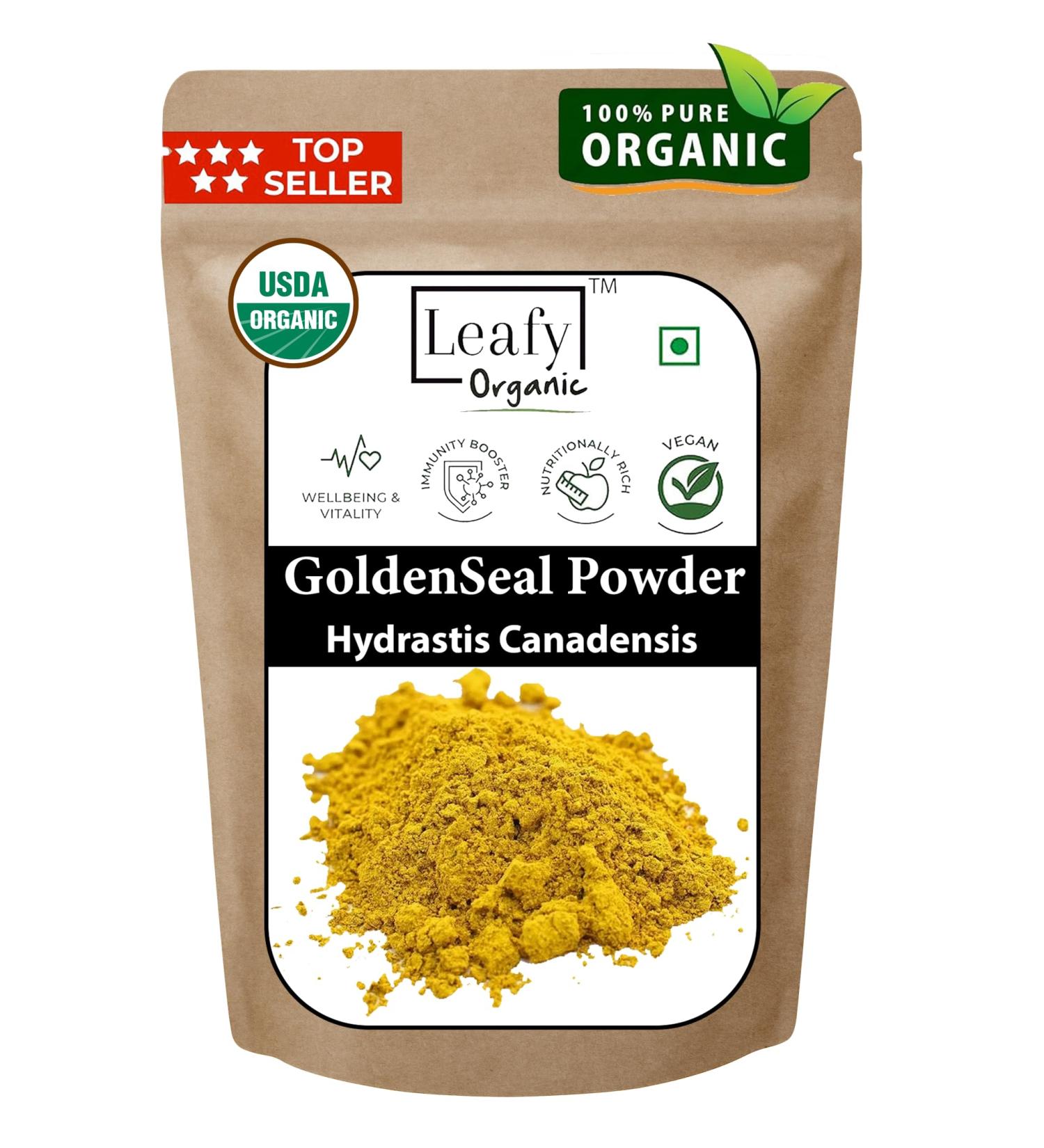 Leafy Organic Goldenseal Root Powder - 3.5 oz Pure Natural Goldenseal Root Powder Supplement - Buy Online on GoSupps.com