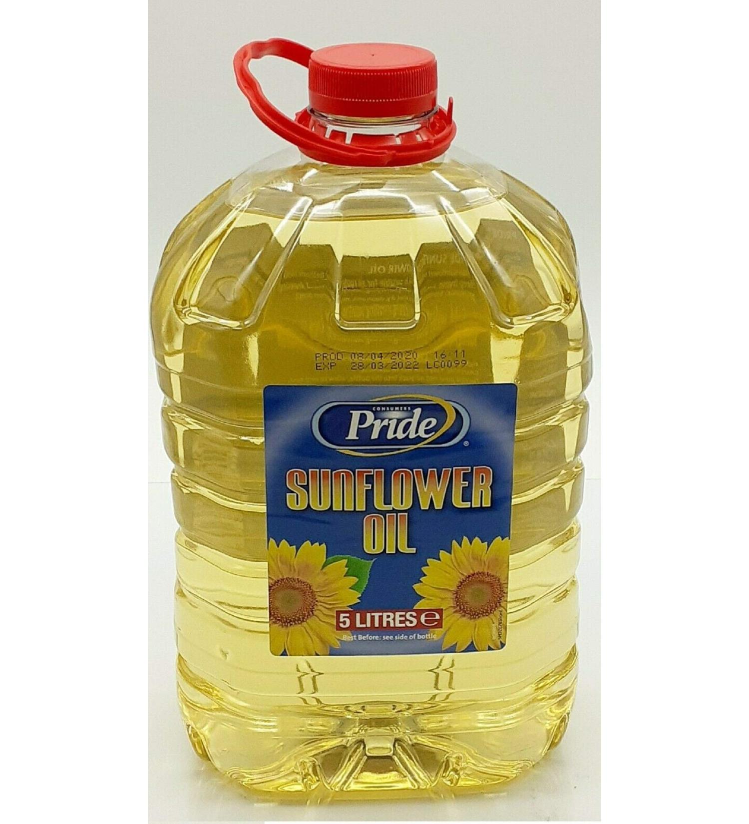 Pride Sunflower Cooking Oil 5 liters for Frying Baking Salads Cooking 5L - Buy Online on GoSupps.com