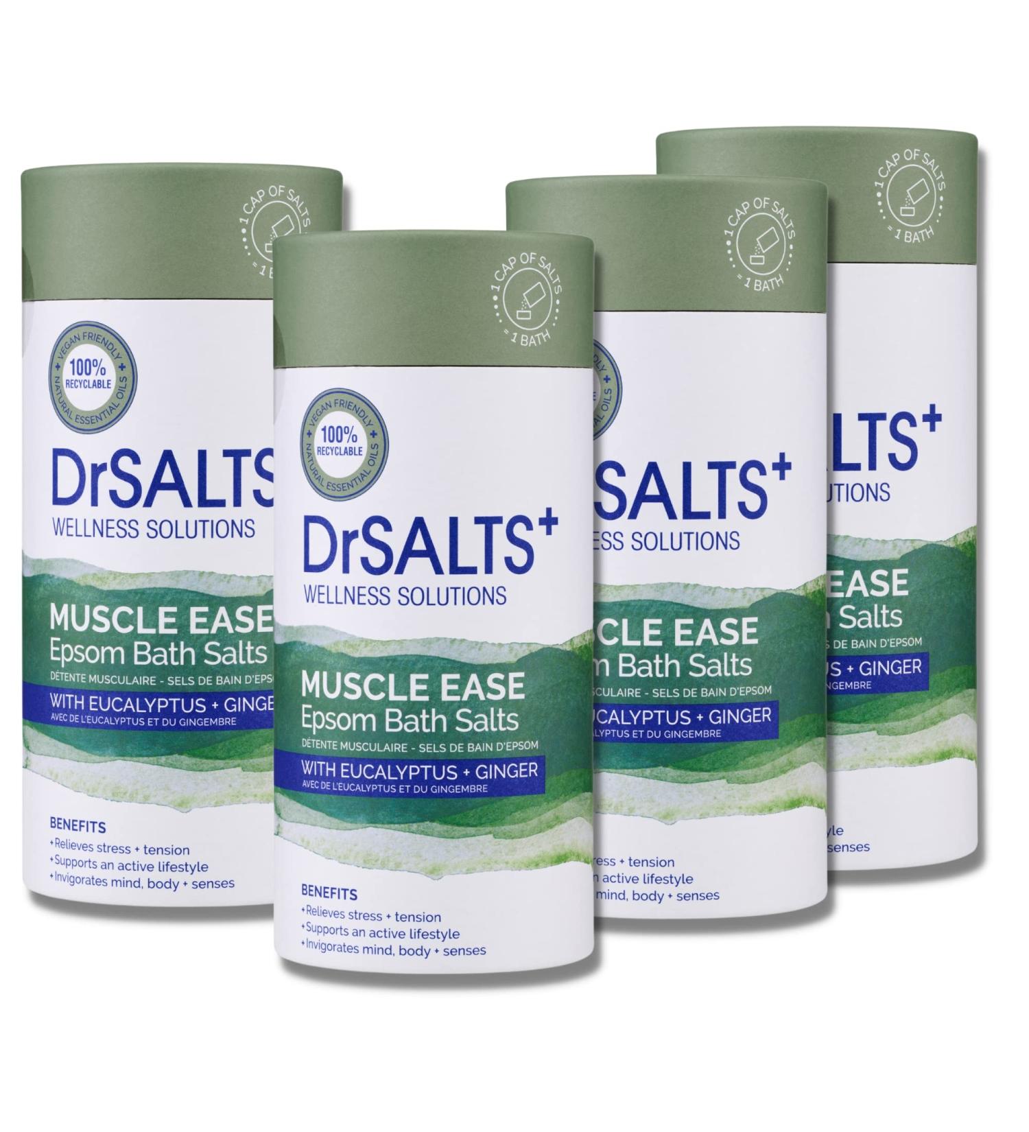 DrSALTS+ Muscle Ease Epsom Salts - Soothing Relief for Strains, Pain & Stiffness - Eucalyptus & Ginger Oils - Vegan & Cruelty-Free - 3kg - Buy Online on GoSupps.com