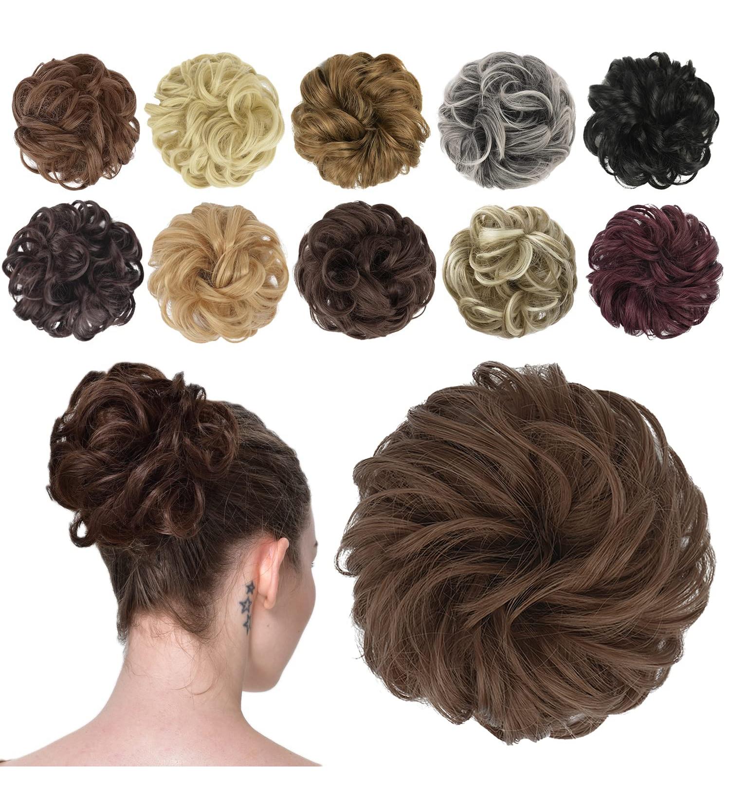 Buy Fine Hair Part with Rubber Band | Dutt Hair Tie Extensions for Women & Girls - Light Gold Brown 38g (12#) - Buy Online on GoSupps.com