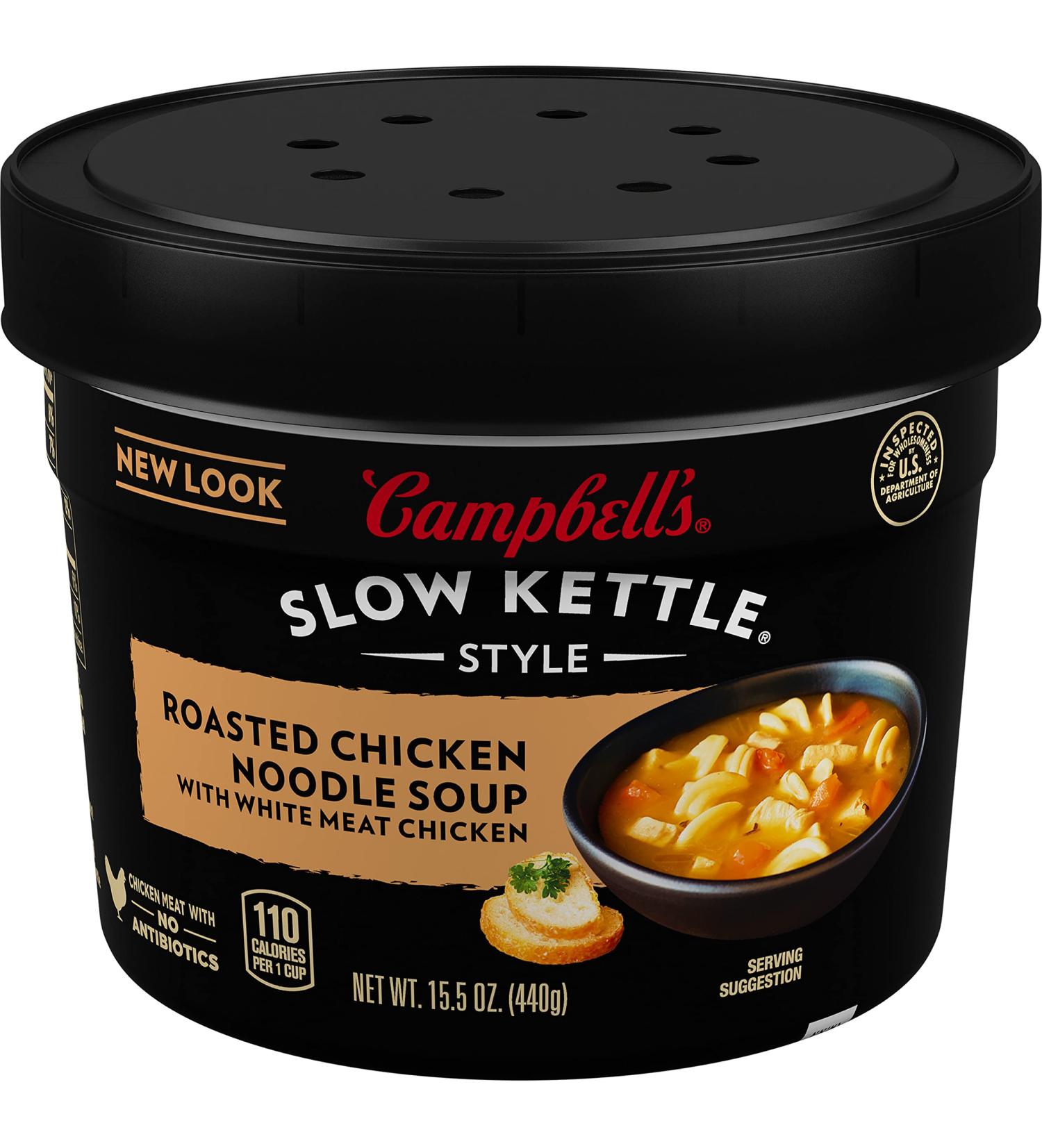 Campbell's Slow Kettle Style Roasted White Meat Chicken Noodle Soup 15.5 oz Tub - Pack of 8 - Buy Online on GoSupps.com