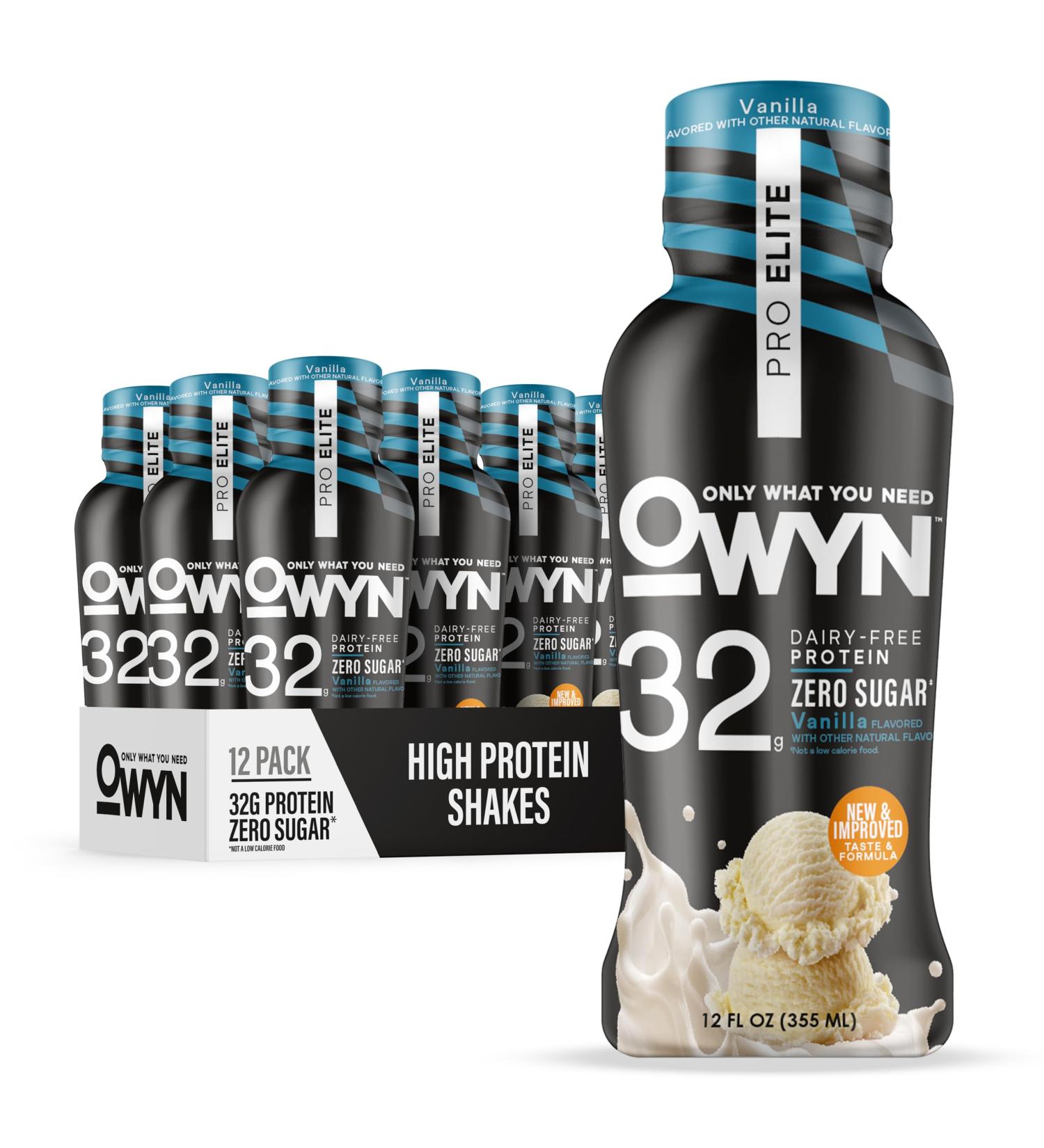 OWYN Only What You Need Pro Elite Vegan Plant Based High Protein Shake Vanilla 12 Pack 32g Protein Amino Acids Prebiotics Omega-3 Workout and Recovery 0g Net Carbs Zero Sugar Keto 12 Fl Oz (Pack of 12) - Buy Online on GoSupps.com