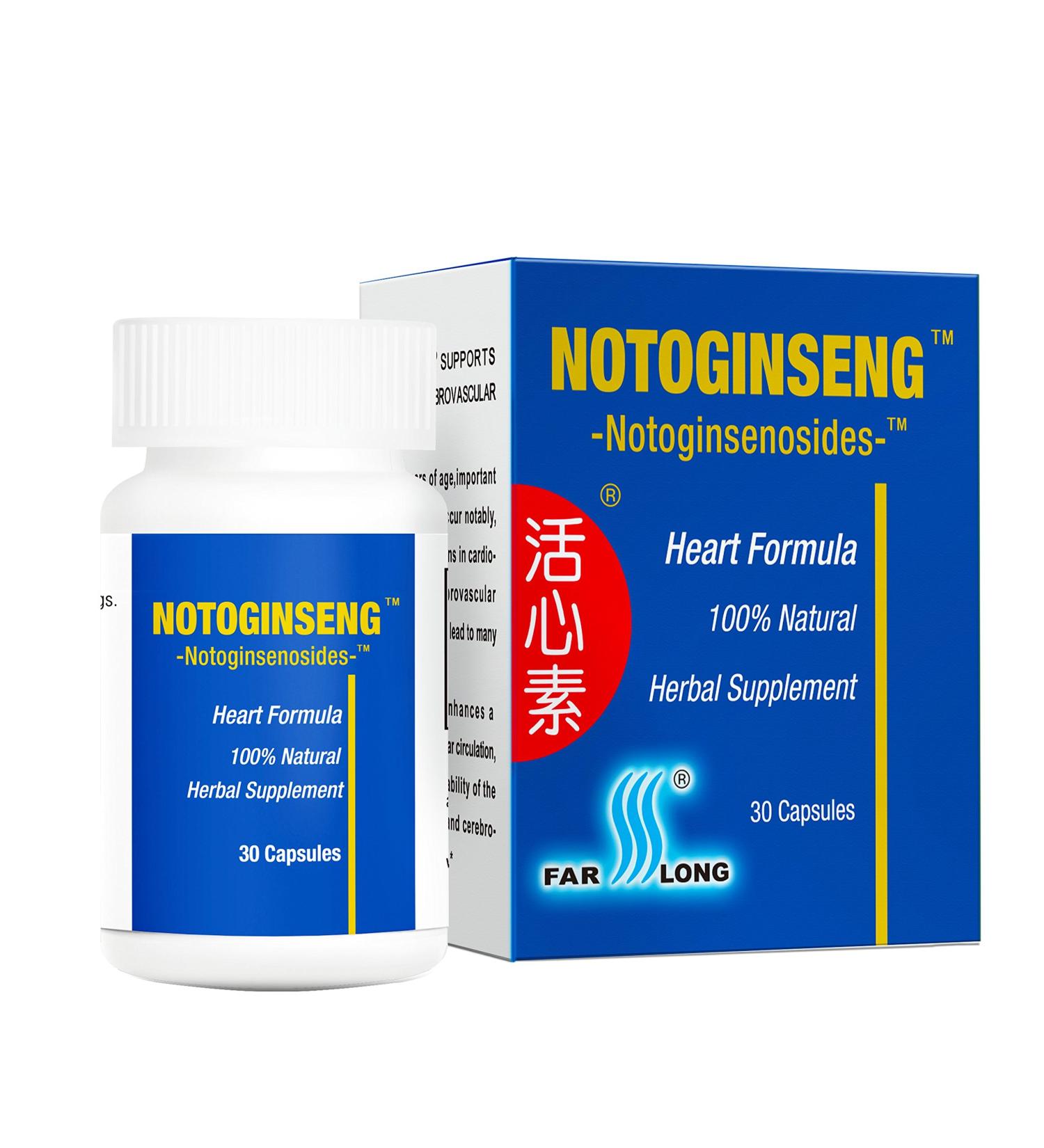 NOTOGINSENG Support Healthy Heart 100% All-Natural Blood Heart Supplement 90% Notoginsenosides San Qi 30 Capsules Farlong - Buy Online on GoSupps.com