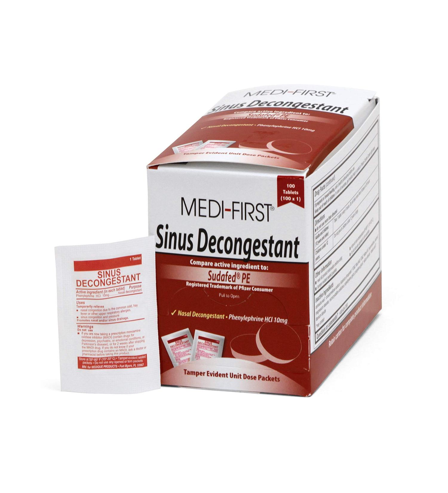 Medique Medi-First 80933 Sinus Decongestant - 100 Packets - Packaging May Vary - Buy Online on GoSupps.com