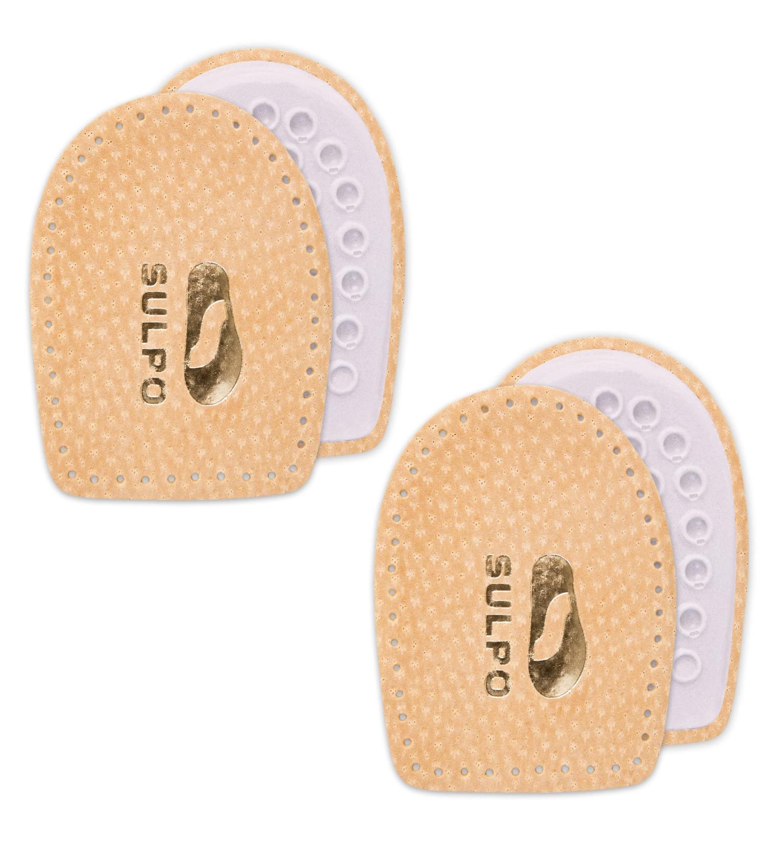 SULPO Leather Heel Cushion with Latex Foam Pad - 2 Pairs Beige - Size 42-46 for Ultimate Comfort - Buy Online on GoSupps.com