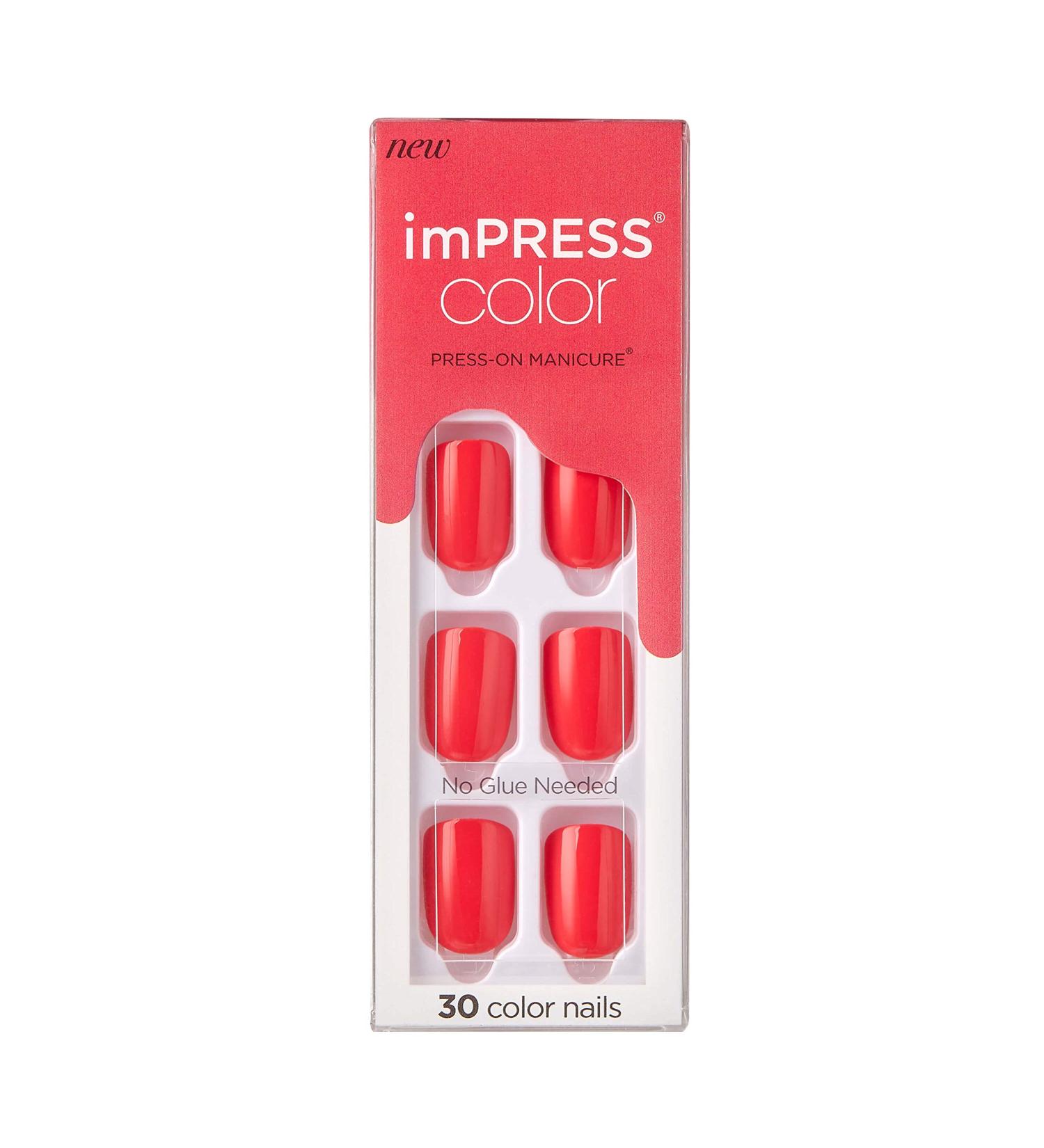 KISS imPRESS Gel Nail Kit, Corally Crazy, Short Length - Polish-Free Solid Color Manicure with PureFit Technology - Includes Prep Pad, Mini File, Cuticle Stick & 30 Fake Nails - Buy Online on GoSupps.com
