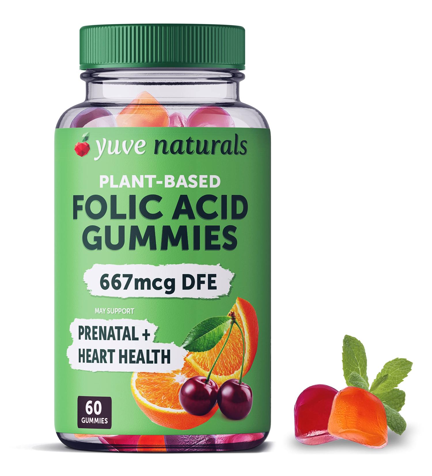 Yuve Prenatal Gummies for Women 667mcg DFE Folic Acid - Pregnancy Vitamins for Hormonal Support - Vegan & Natural - 60 ct - Buy Online on GoSupps.com