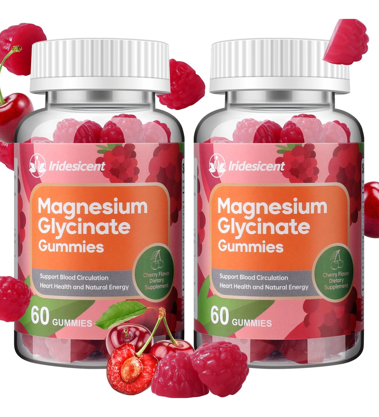 Magnesium Glycinate Gummies 400mg, Sugar Free Magnesium Supplement w/Ashwagandha, Zinc, Vegan Magnesium Glycinate Supplement for Adults - 120 Cherry Gummies Cherry 60 Count (Pack of 2) - Buy Online on GoSupps.com