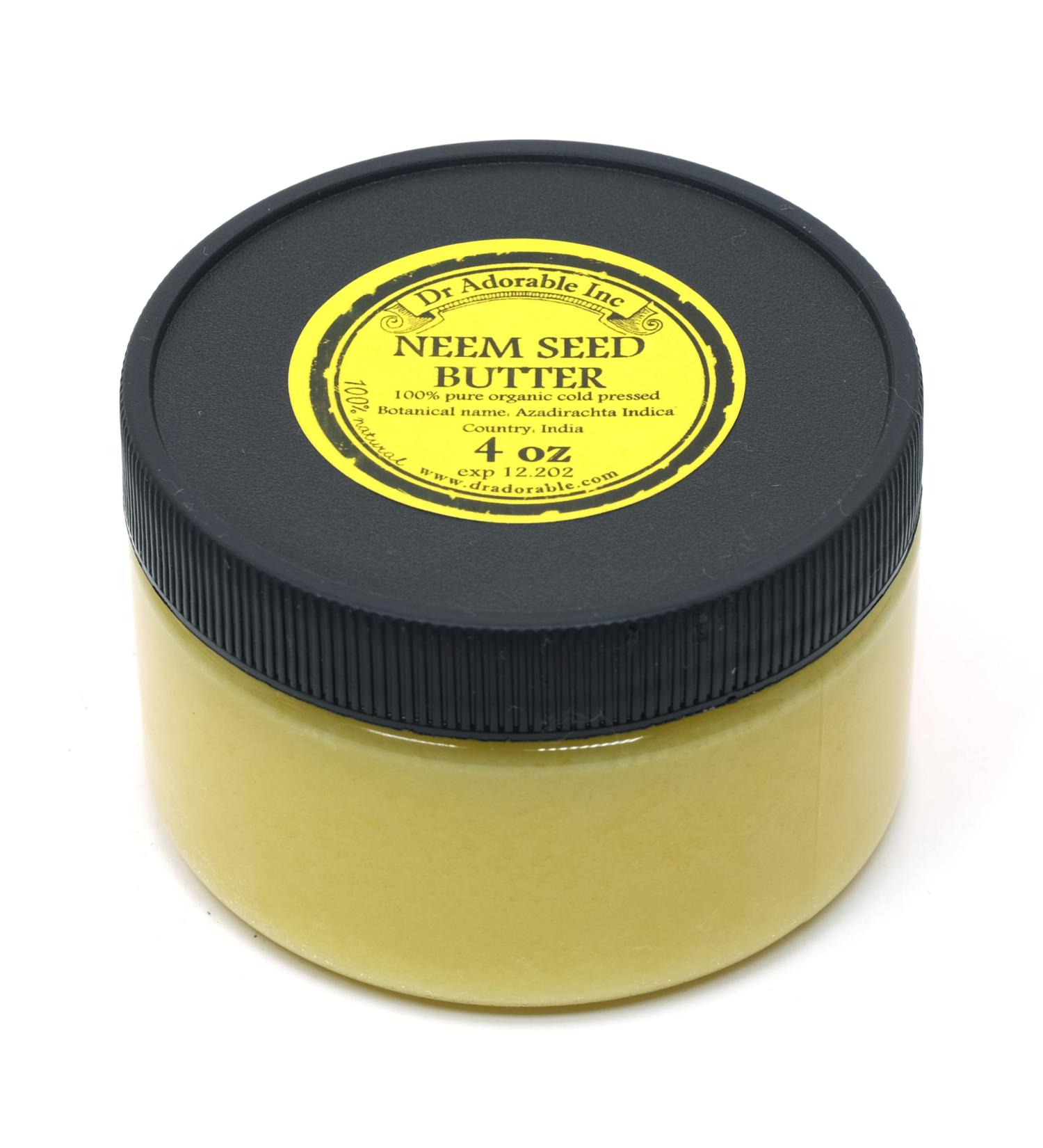 Dr Adorable - 4 oz - Neem Seed Butter - Unrefined Pure Natural Premium Organic Cold Pressed Raw - Buy Online on GoSupps.com