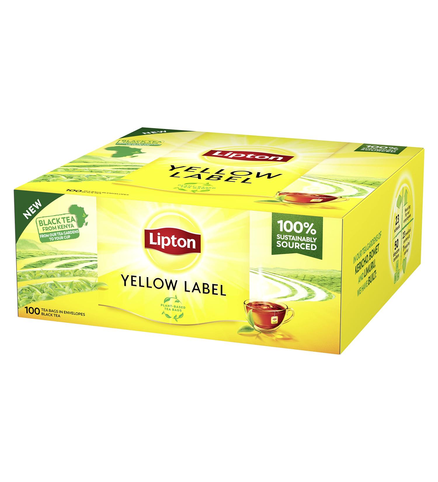 Lipton Yellow Label Black Tea - Hand-Picked Blades Plant-Based Tea Bags Rainforest Alliance Certified | 100 Tea Bags - International Shipping Available - Buy Online on GoSupps.com