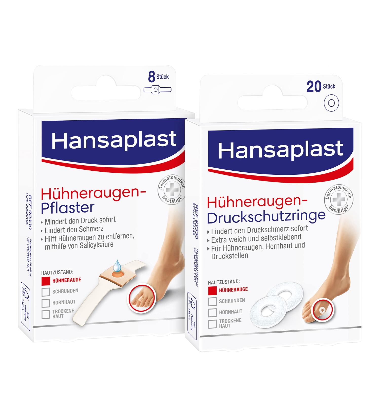 Hansaplast Chicken Pflaster 1 Sack (1 x 8 pieces) pavement for removal of chicken eyes + Hansaplast chicken rings 20 pieces chicken eyes pavement for immediate pain relief 3