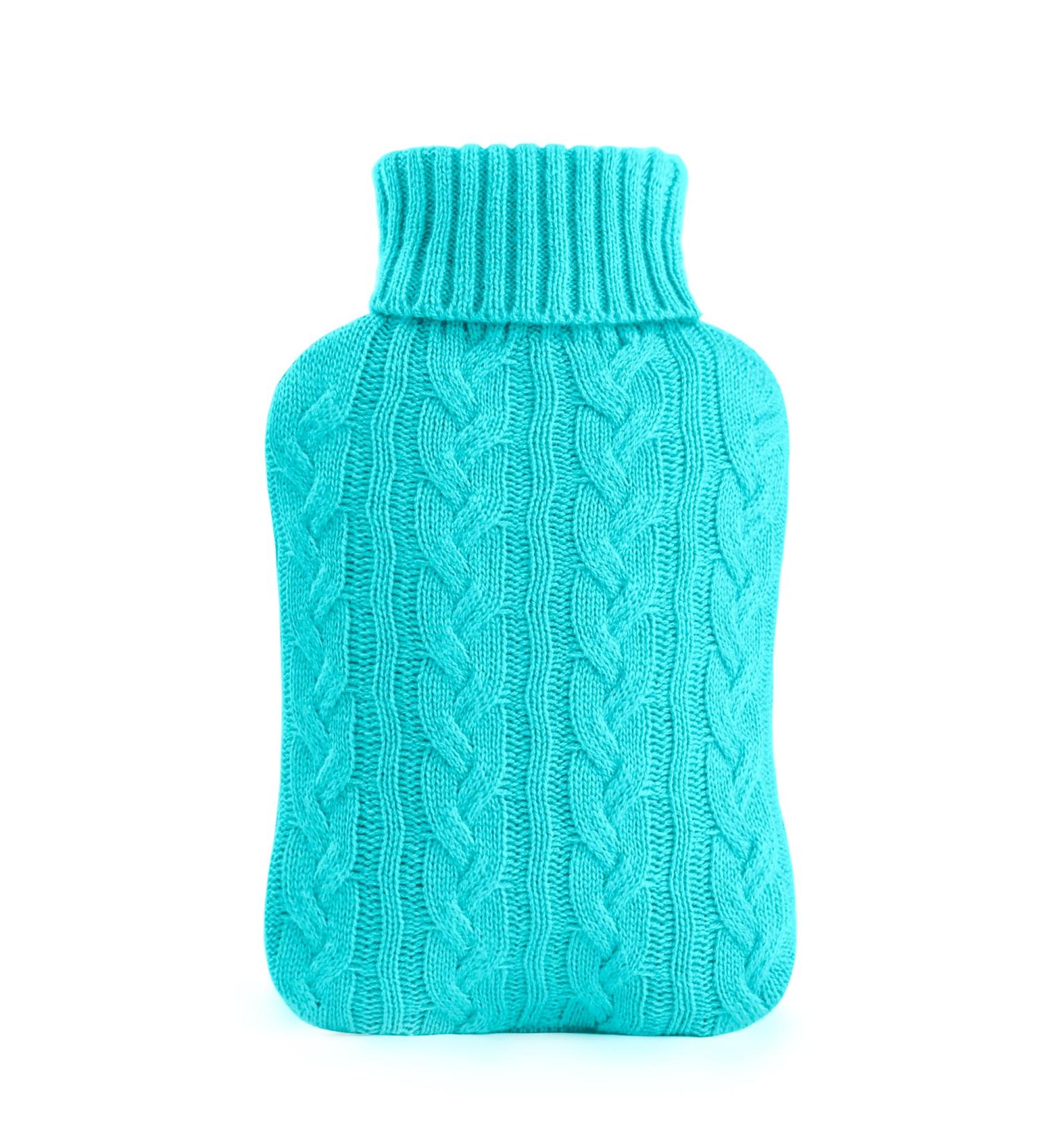 Samply 2L Hot Water Bottle with Knitted Cover - Hot/Cold Compress for Pain Relief - Sky Blue/Green - Buy Online on GoSupps.com