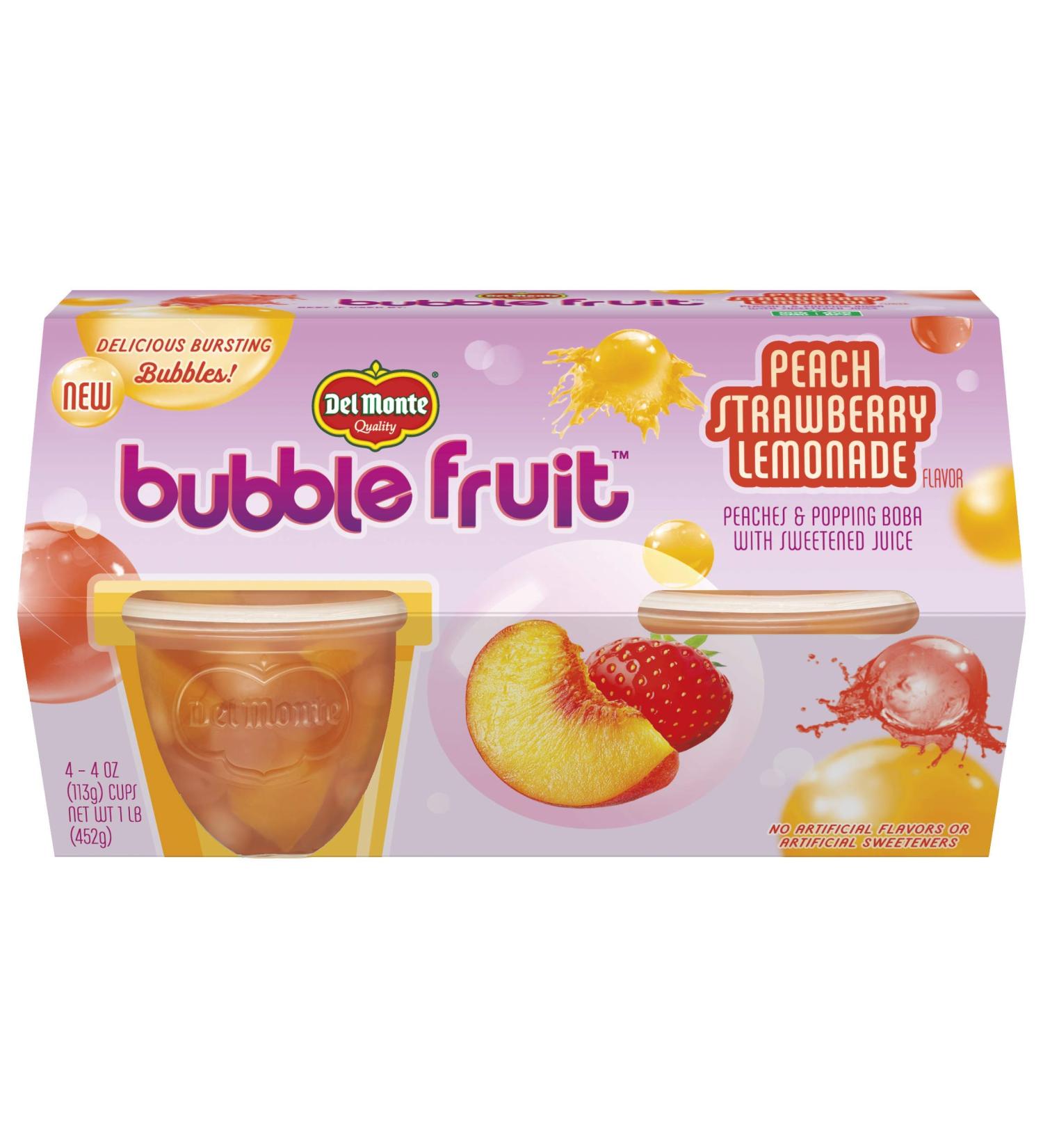 Del Monte Bubble Fruit Peach Strawberry Lemonade 16oz - 4 Packs x 6 - Refreshing Tropical Blend - Buy Online on GoSupps.com