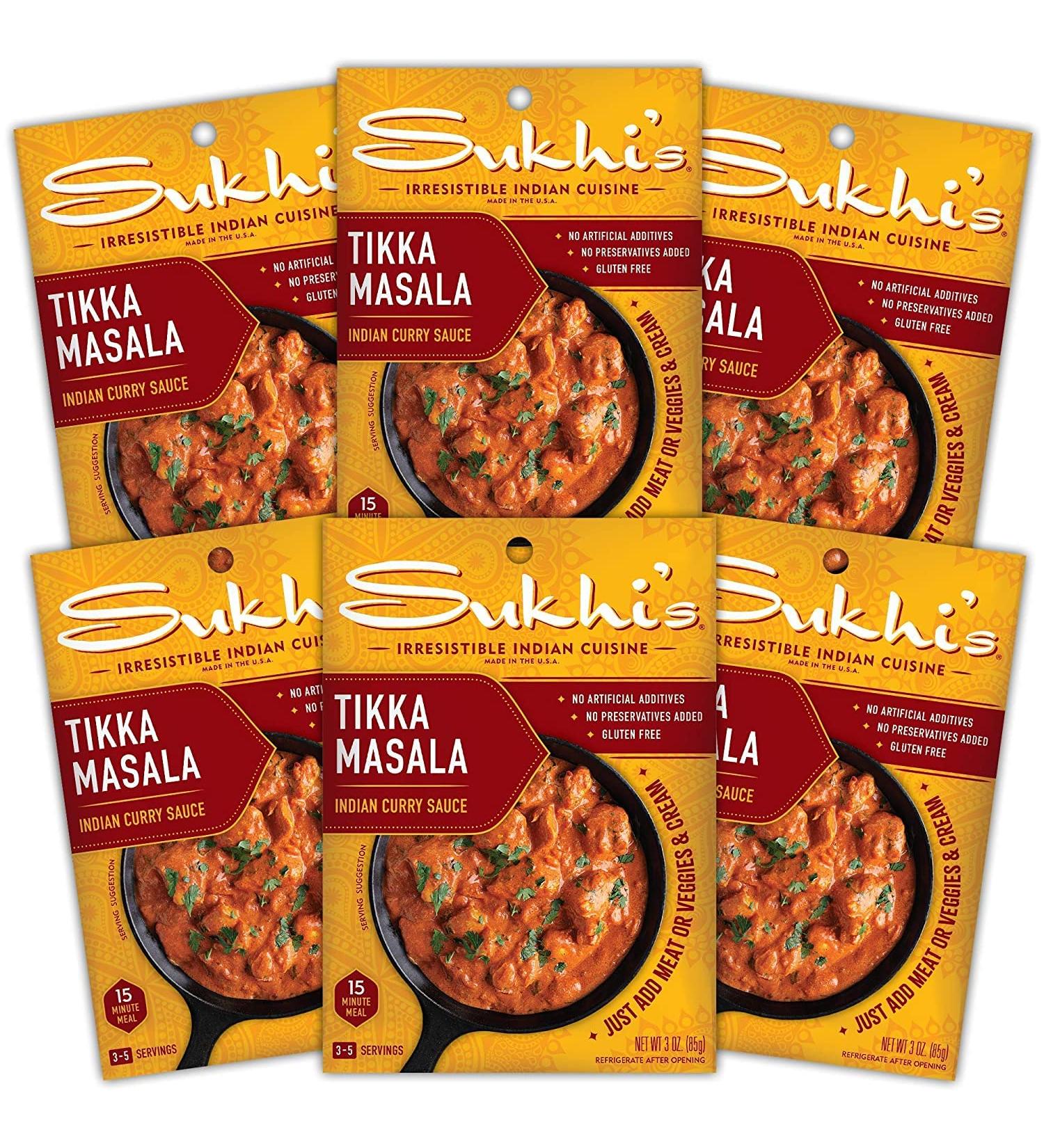 Sukhi's Gluten-Free Tikka Masala Sauce 3oz (Pack of 6) - Authentic Indian Flavor (Packaging May Vary) - Buy Online on GoSupps.com
