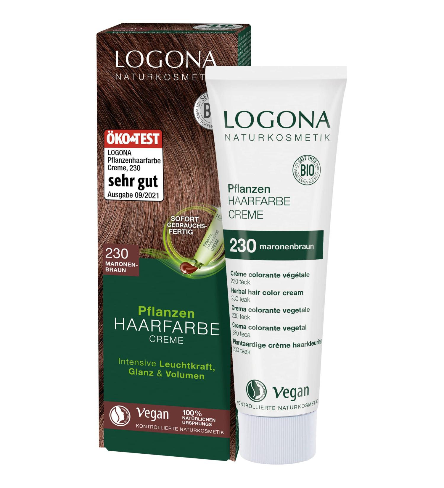 Logona Natural Plant Hair Color 230 Chestnut Brown - Vegan Henna Cream for Shiny Hair - 150ml - Buy Online on GoSupps.com