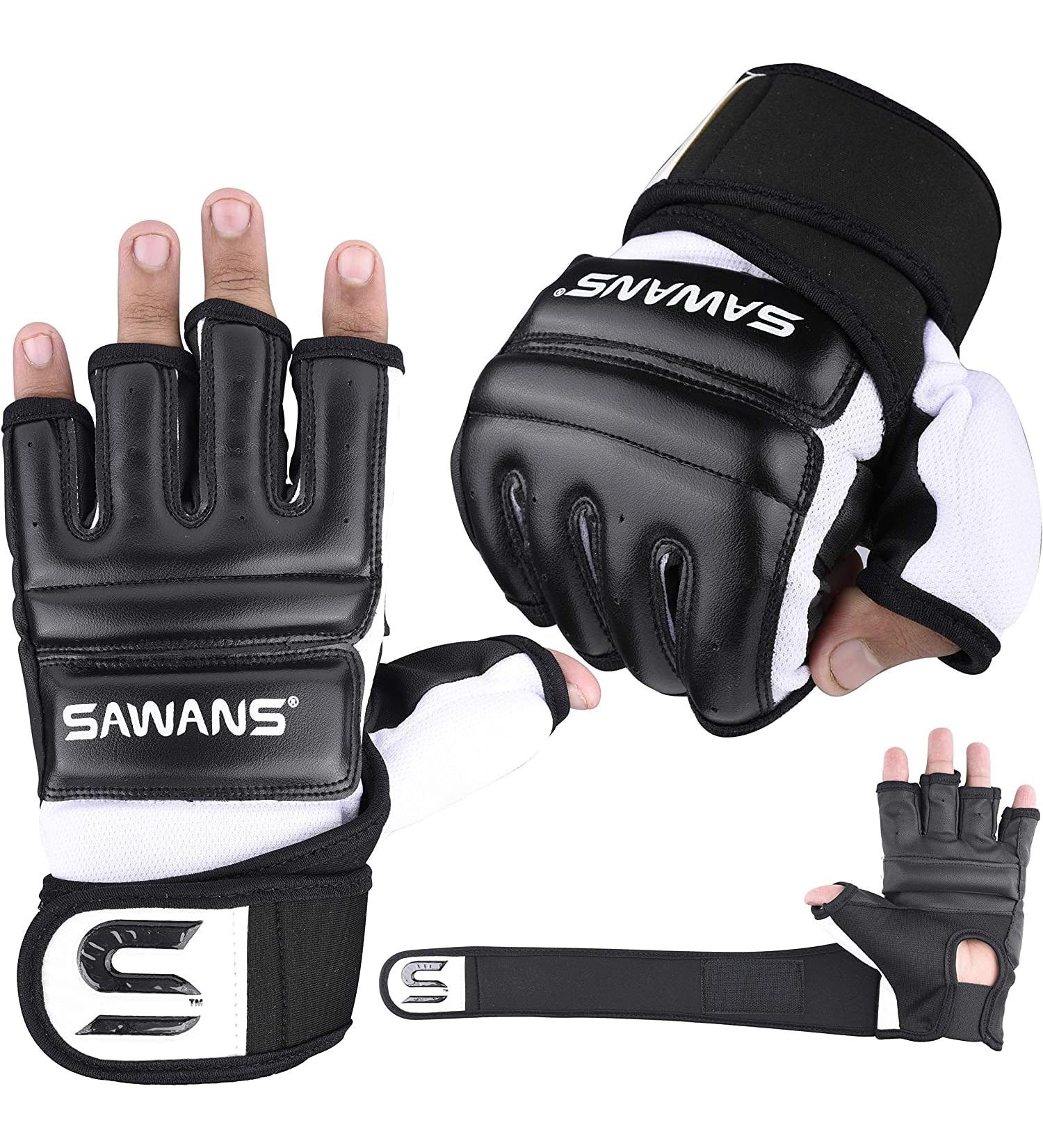 SAWANS Punching Bag Boxing Gloves | Karate MMA & Taekwondo Training | Muay Thai Martial Arts Gear - Black - Buy Online on GoSupps.com