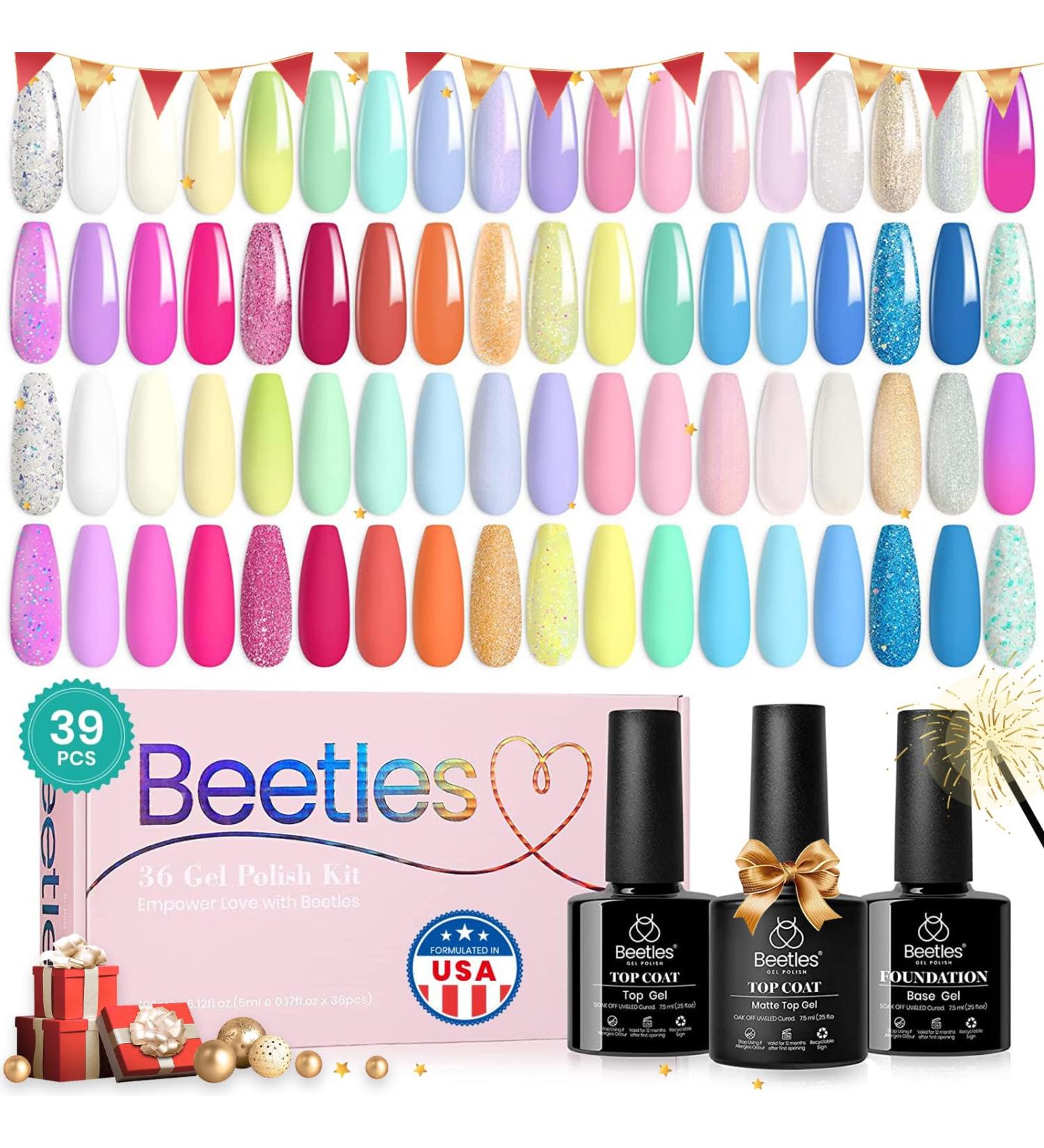 Beetles Pastel Gel Nail Polish Kit 36 Colors | Spring Summer 2023 Nail Design Set | Base Gel, Glossy & Matte Top Coat | Easter Nail Decorations | DIY Home Manicure - Buy Online on GoSupps.com