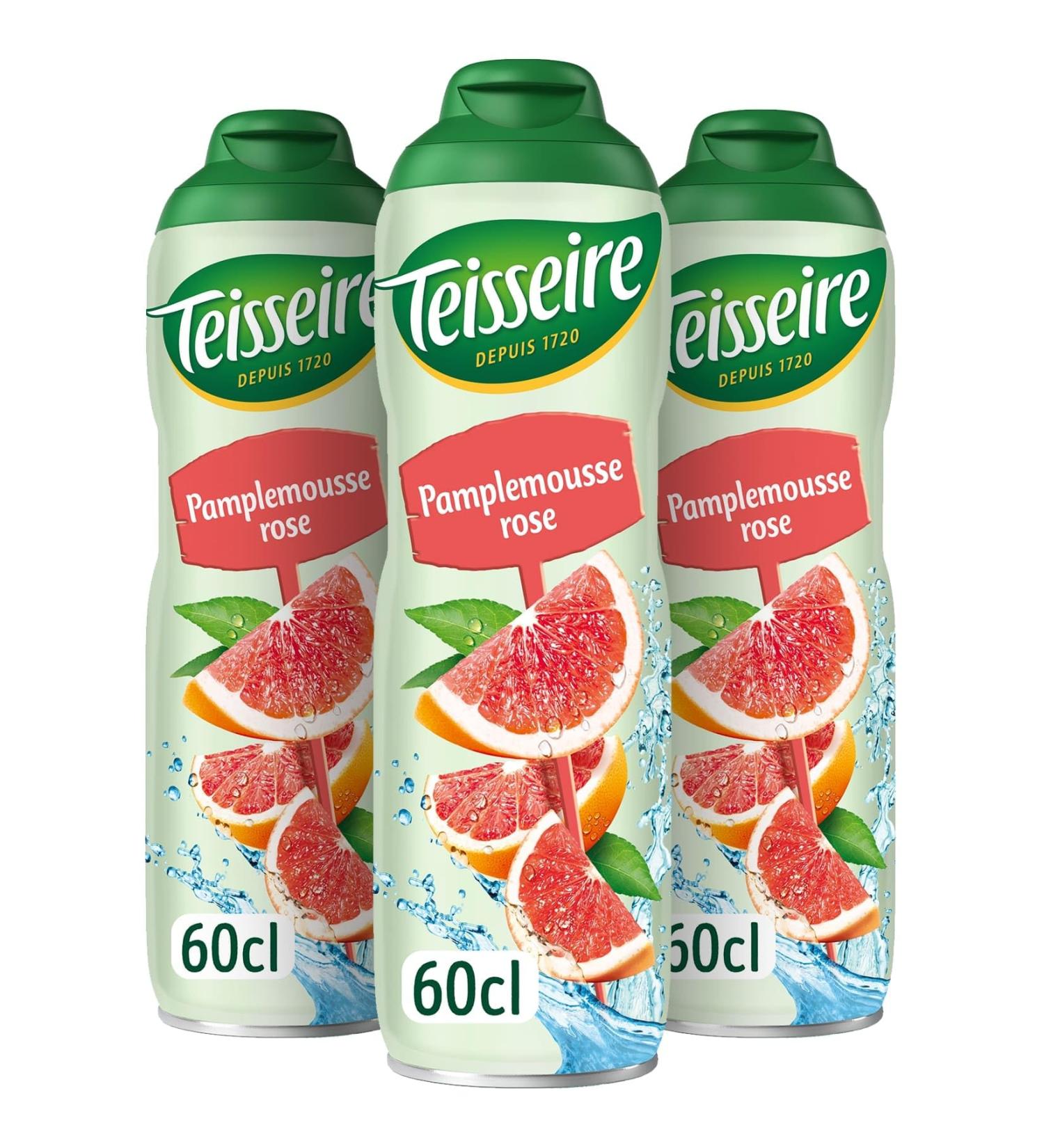 Teisseire Pink Grapefruit Syrup for Refreshing Drinks Cocktails Recyclable Bottle 3x60cl - Buy Online on GoSupps.com