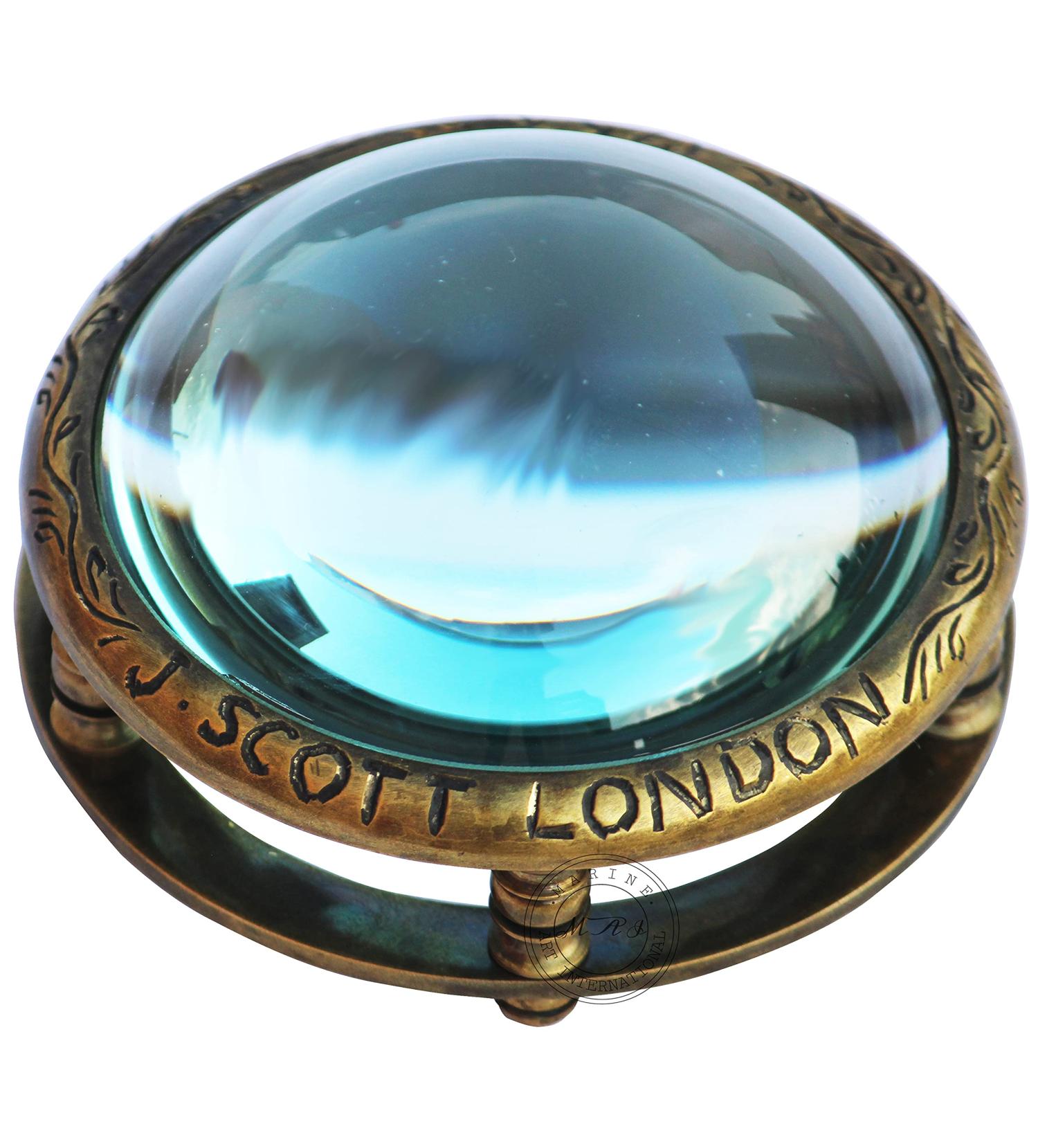 Desktop Vintage Antique Style Engraved J.Scott London Magnifier Reading Magnifying Glass for Reading Book Traditional Brass Magnifying Glass - Buy Online on GoSupps.com