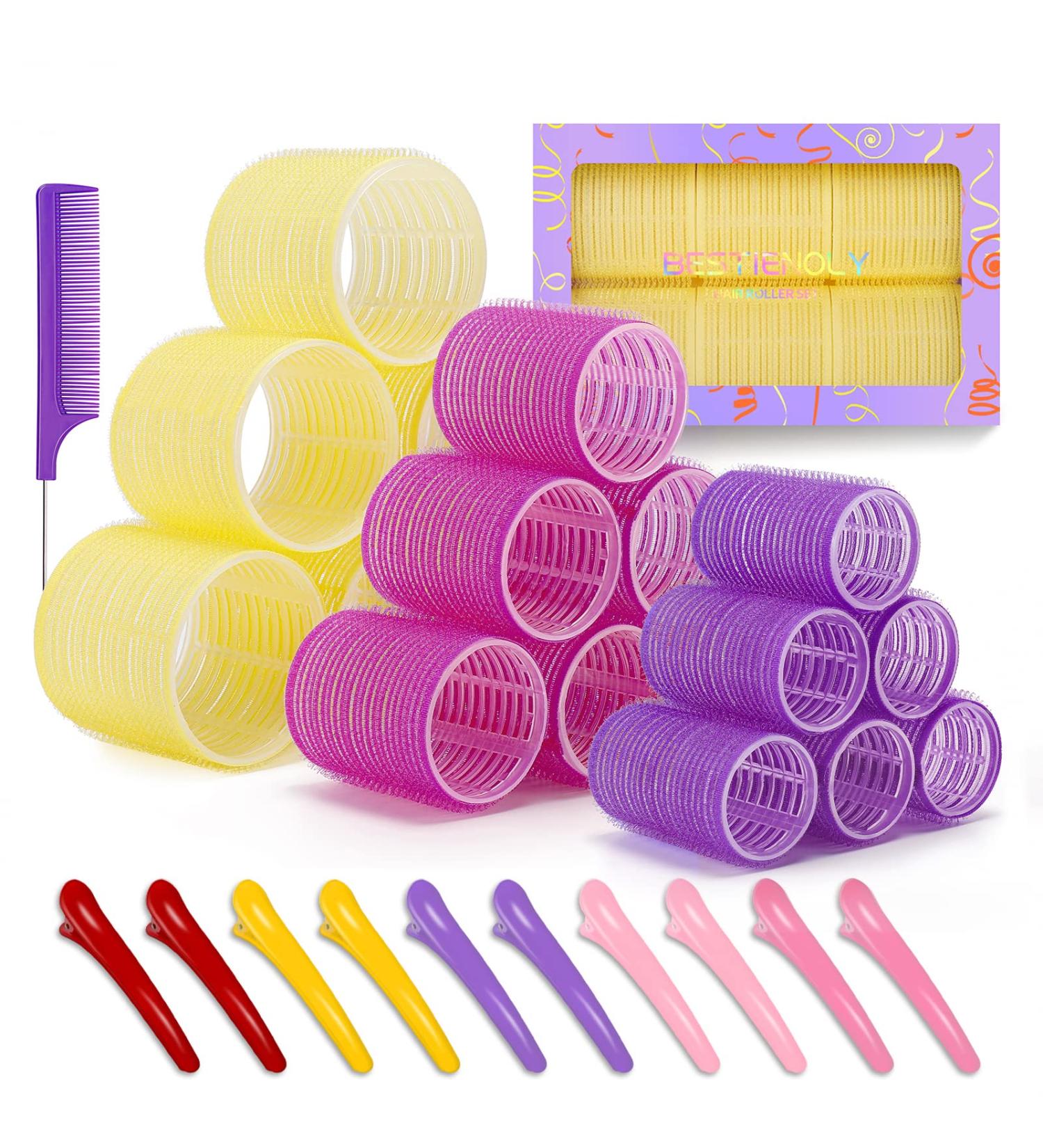 Bestienoly 29Pcs Hair Rollers for Long Hair | Velcro Rollers for Hair Curlers | Jumbo Large Roller Set with Clips and Comb | Self Grip Rollers for Long Medium Short Thick Fine Hair - Buy Online on GoSupps.com