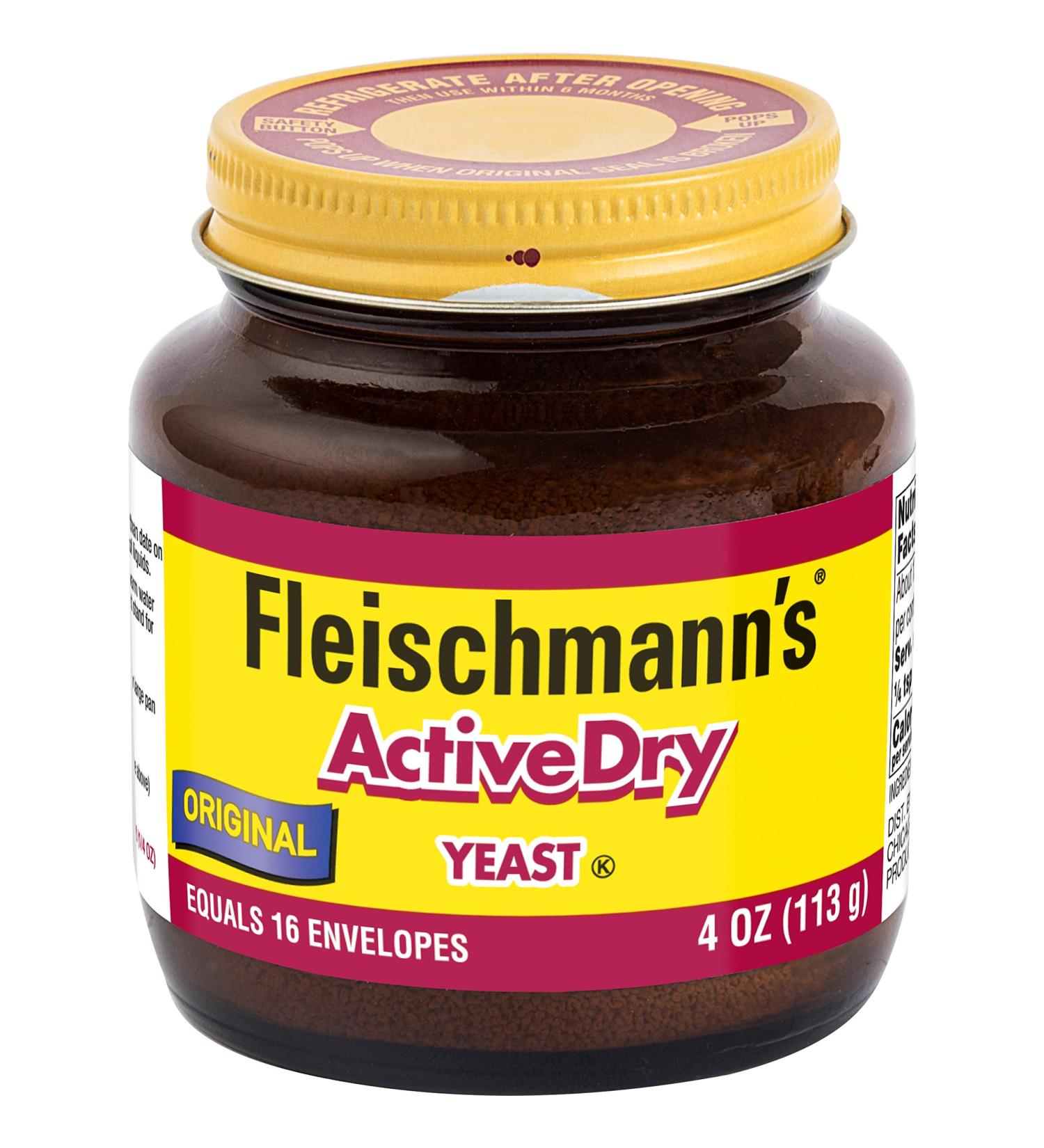 Fleischmann's Active Dry Yeast, The original active dry yeast, Equals 16 Envelopes, 4 oz Jar (Pack of 2) 4 Ounce (Pack of 2)