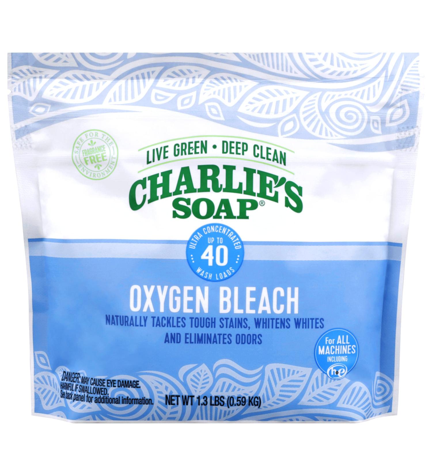 Charlie's Soap Oxygen Powered Color Safe Bleach for Clothes - Unscented Non Chlorine Bleach 1.3 lbs - Buy Online on GoSupps.com