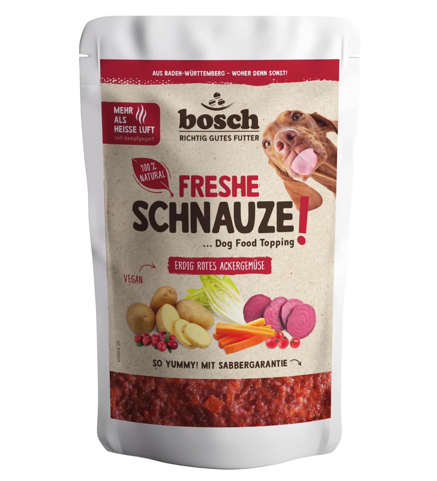 Bosch Freshe Schnauze Earthy Red Field Vegetables 1 x 200 g | Topping for Dog Food | Suitable for Dry Food and Wet Food | with fresh Red Beetroot  - Buy Online on GoSupps.com