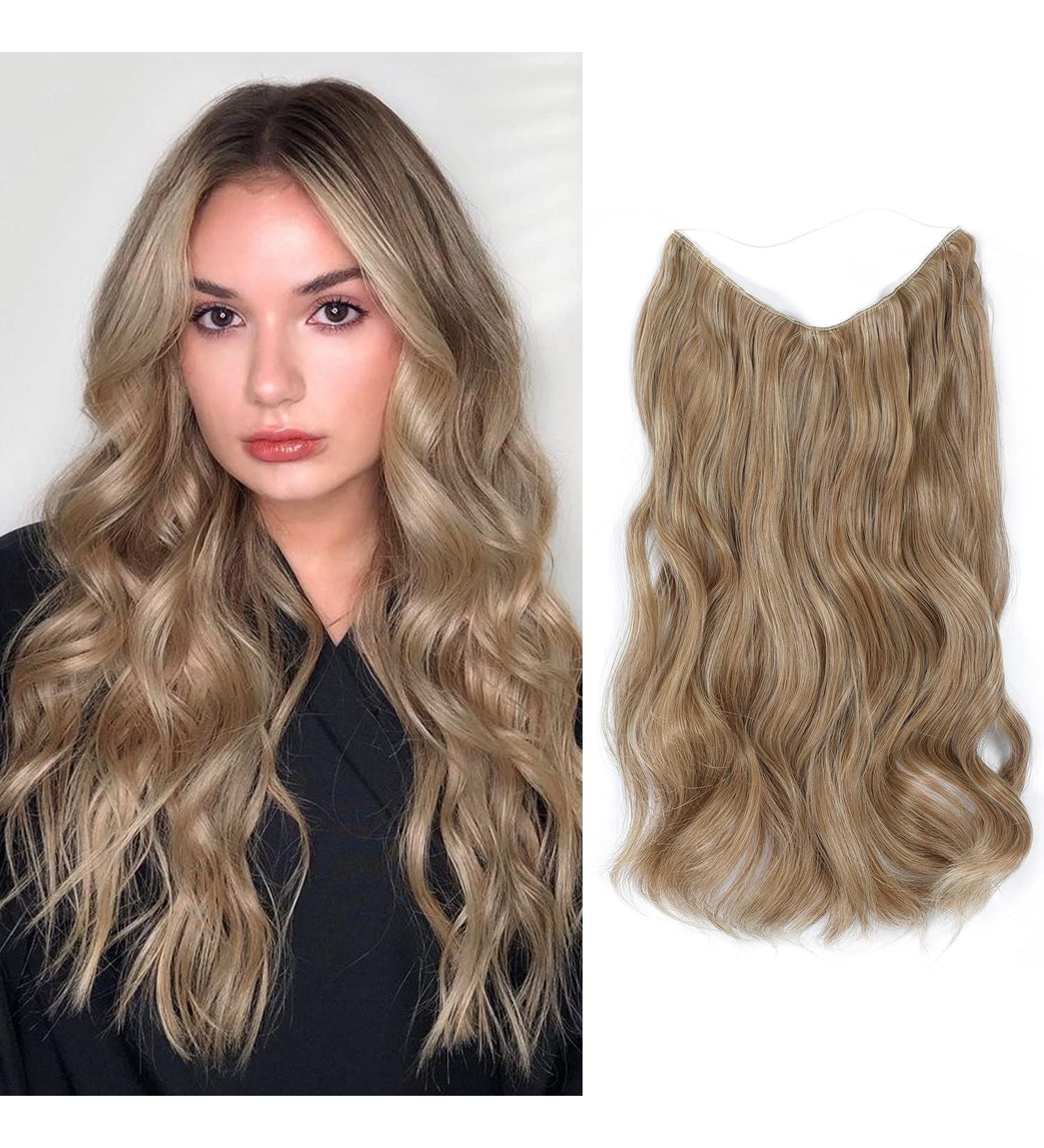 20 Golden Brown Synthetic Curly Hair Extensions with Adjustable Clips | Secret Invisible Hair Pieces for Women - Buy Online on GoSupps.com