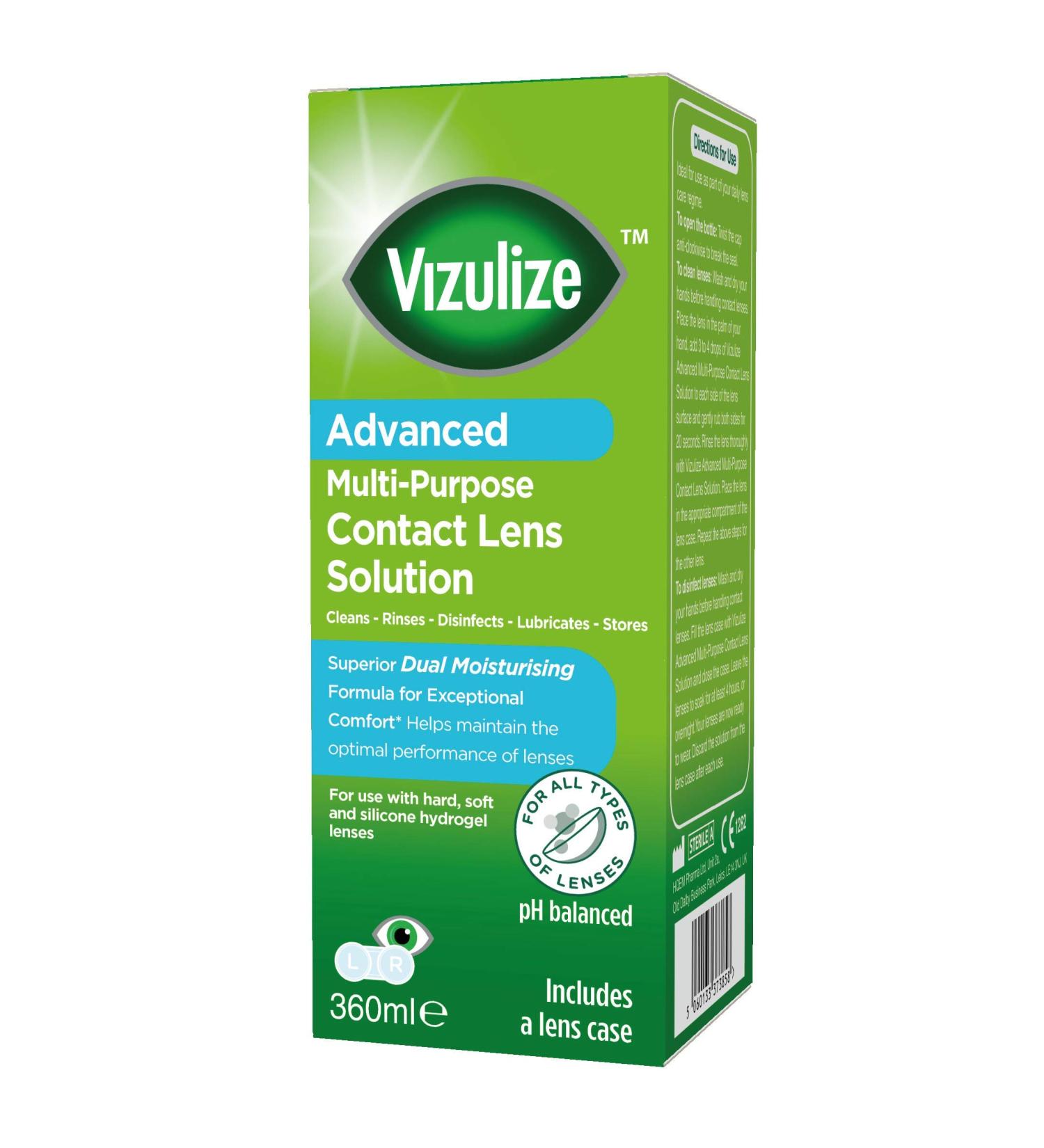 Vizulize Dual Moisurising All in One 360ml Contact Lens Solution 360ml