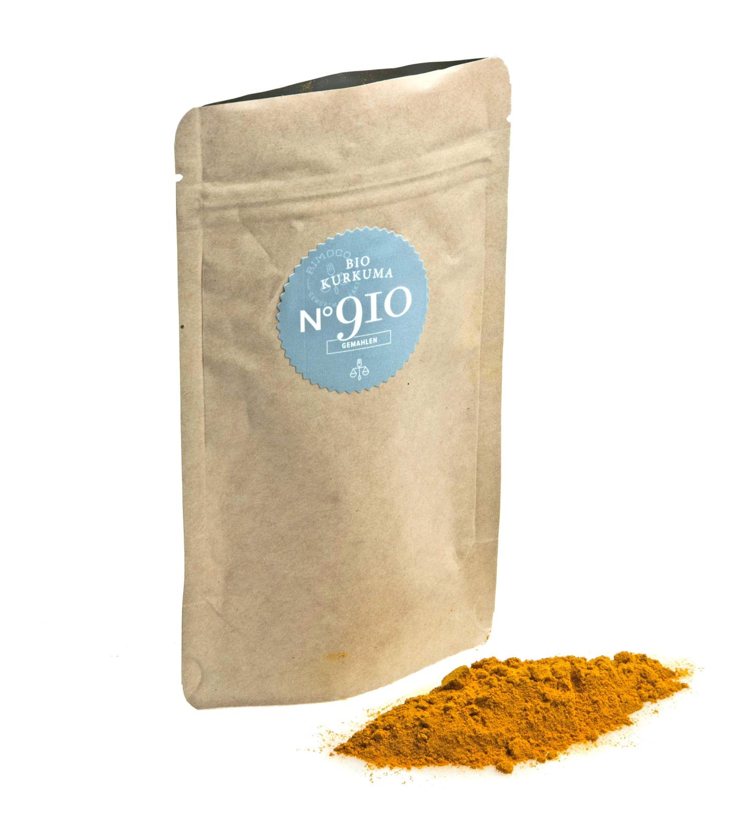 Rimoco N 910 Bio Turmeric - Spicy & Earthy Herb for Indian Cuisine | Organic DE- KO-007 | 70g Eco-Friendly Zip Bag - Buy Online on GoSupps.com