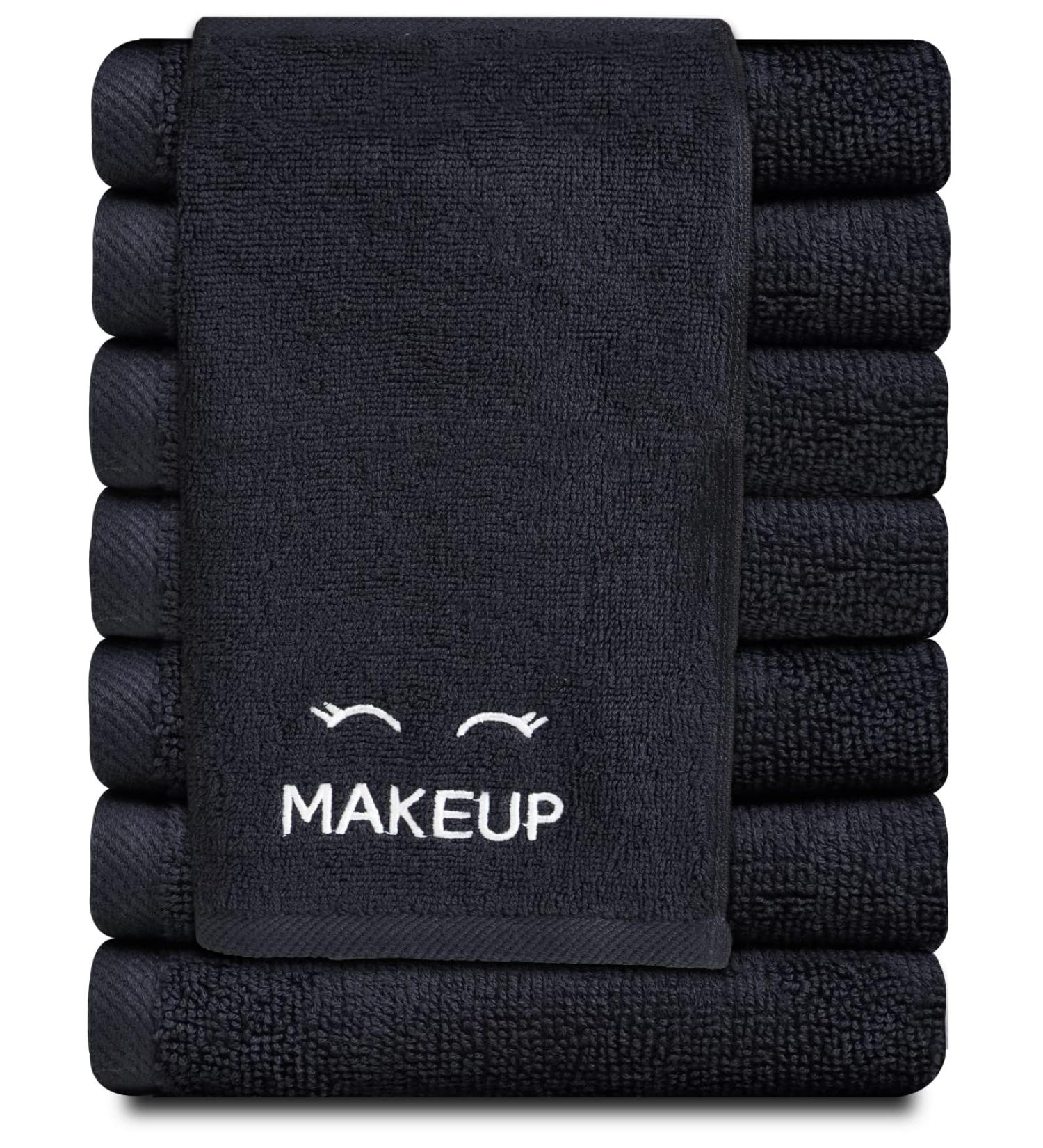 Bleach Safe Black Makeup Towels - 12 Pack | Ultra Soft Cotton Face Washcloths - Buy Online on GoSupps.com