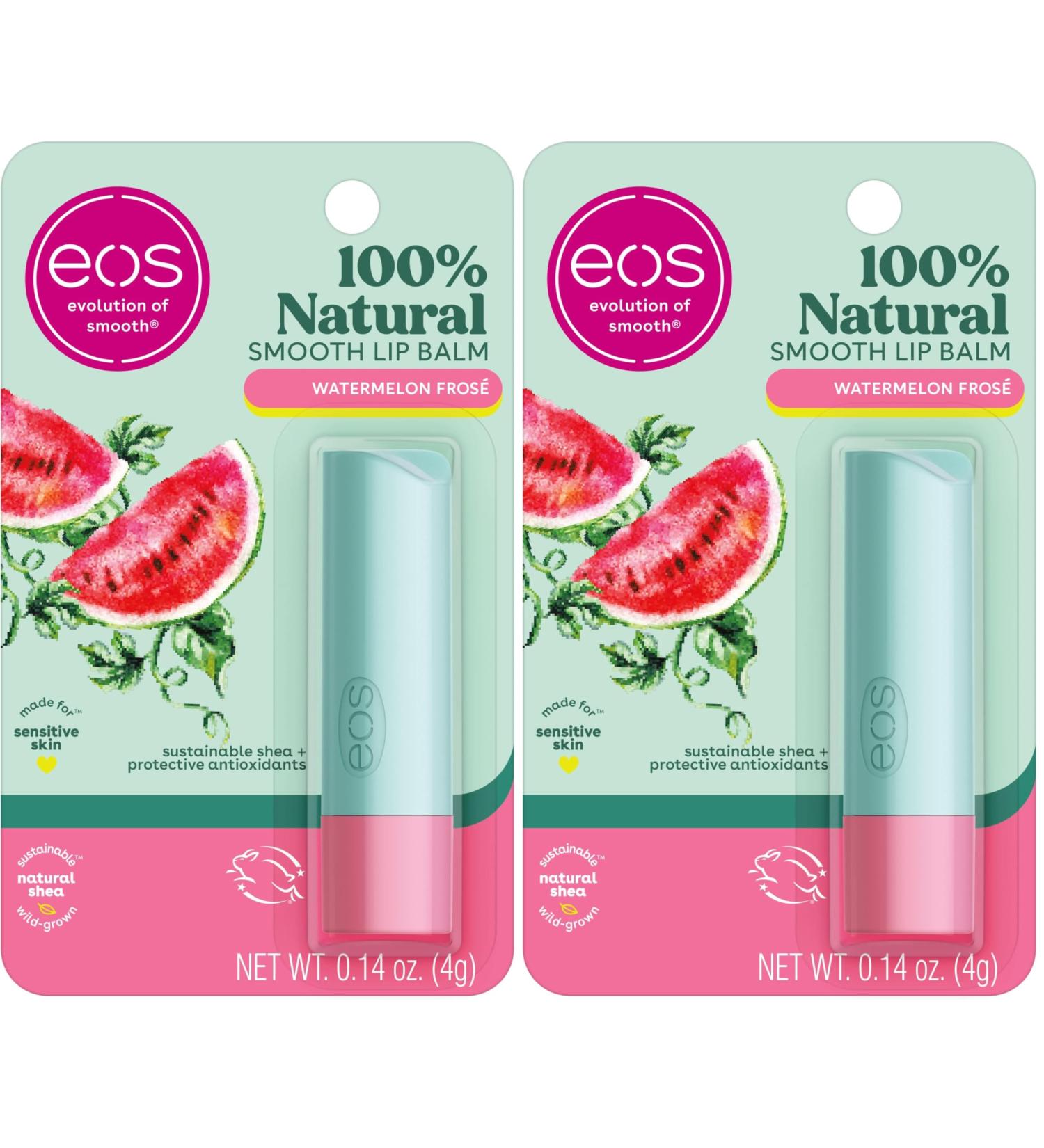 eos 100% Natural Lip Balm- Watermelon Fros Dermatologist Recommended for Sensitive Skin All-Day Moisture Lip Care 0.14 oz (Pack of 2) - Buy Online on GoSupps.com