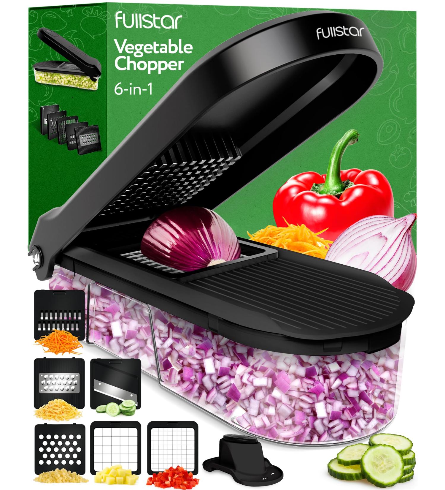 Vegetable Chopper Vegetable Cutter Mandoline Vegetable Slicer - Veggie Onion Salad Food Chopper Manual - Potato Chipper - Veg Chopper and Dicer - Kitchen Tools & Gadgets (6-in-1 Compact Black) - Buy Online on GoSupps.com