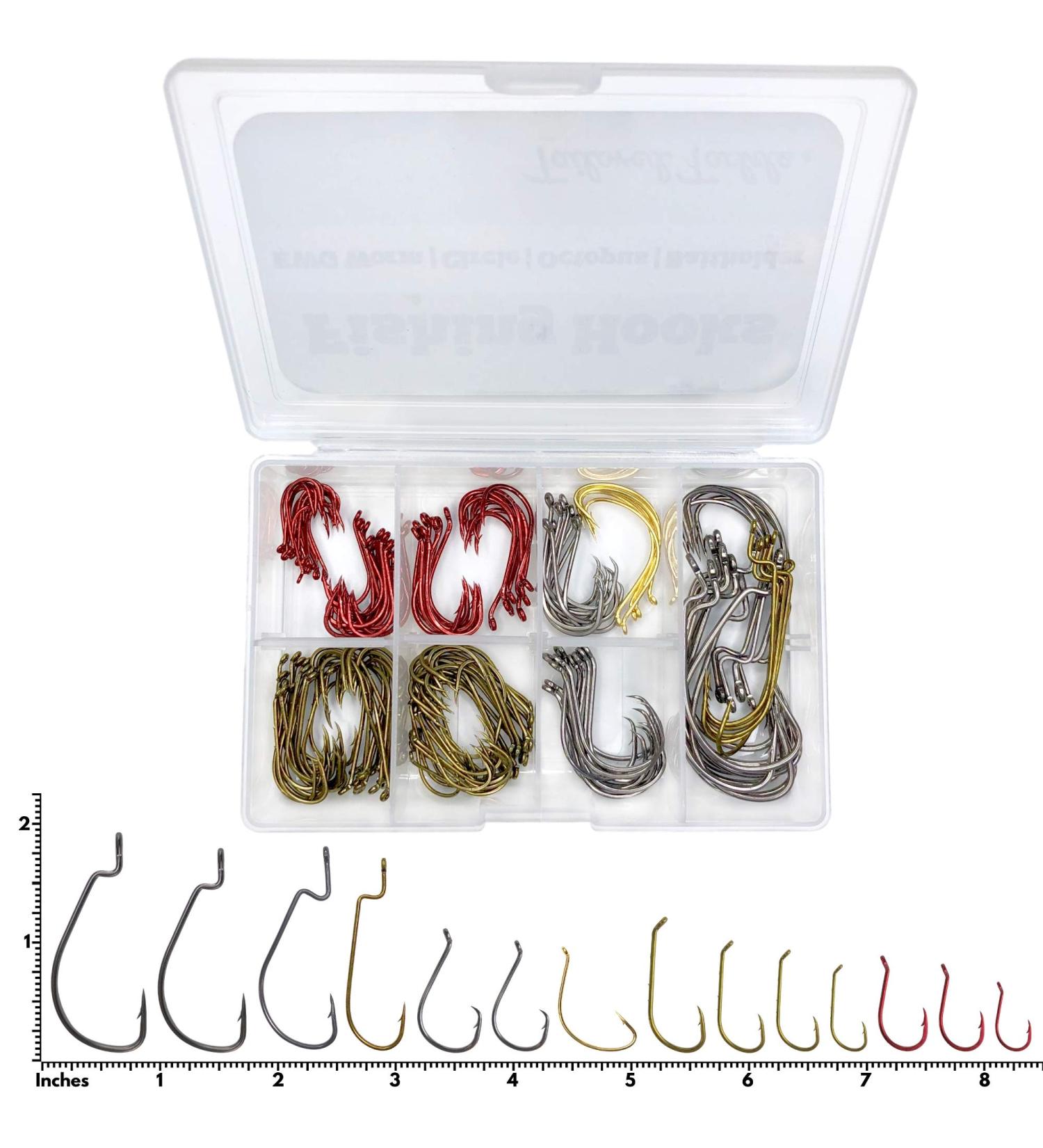 Tailored Tackle Fishing Hooks Kit - 150 Pc Box | EWG Worm, Octopus, Bait Holder, Circle Hooks for Bass, Trout, Catfish | Hook Supplies for Freshwater Gear - Buy Online on GoSupps.com