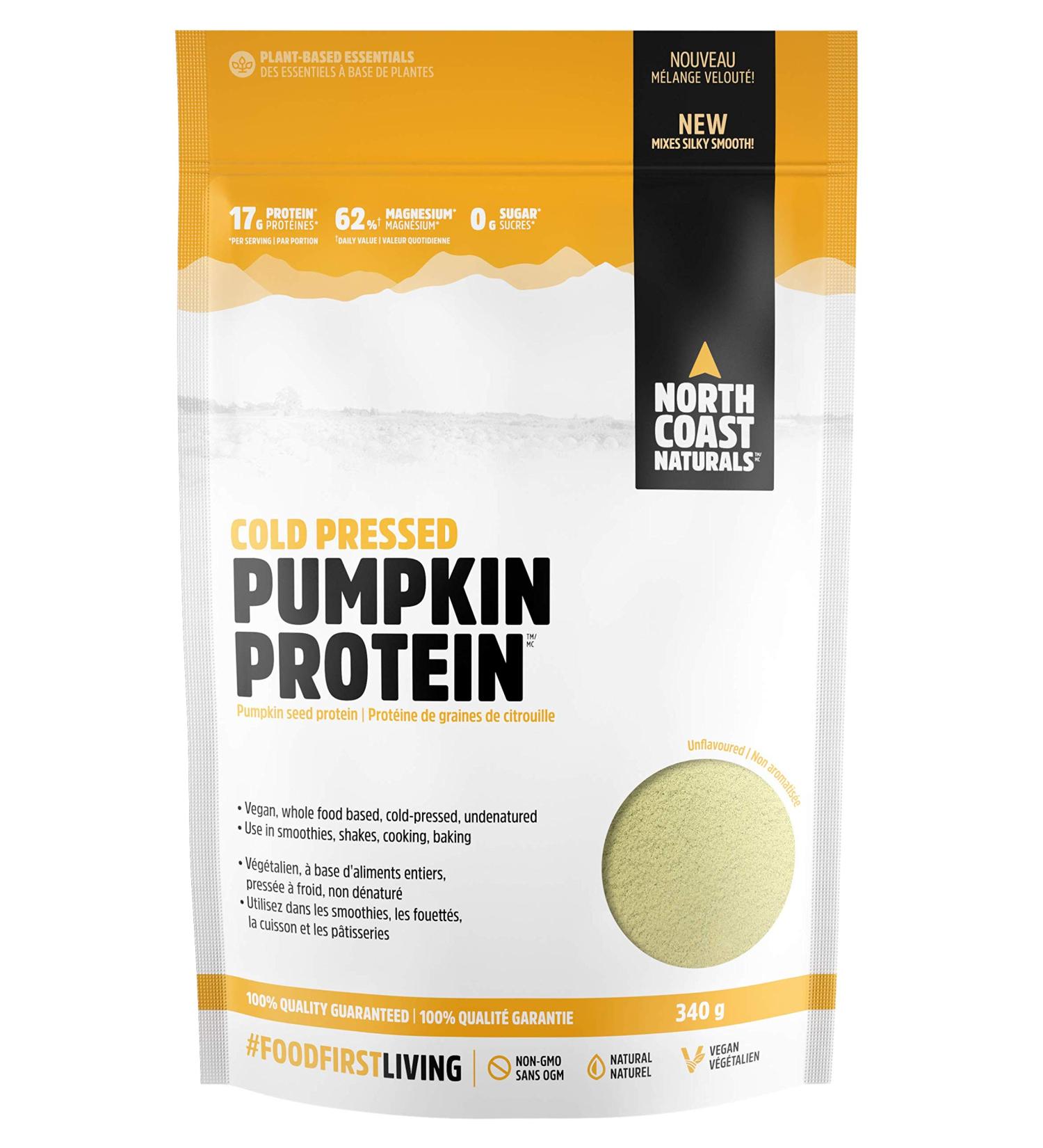 North Coast Naturals Cold Pressed Pumpkin Protein Powder Rich in Magnesium Iron and Zinc- 17 g of complete Protein for Immune Support 340 g (Unflavoured 340 g) Unflavoured 340 g (Pack of 1) - Buy Online on GoSupps.com