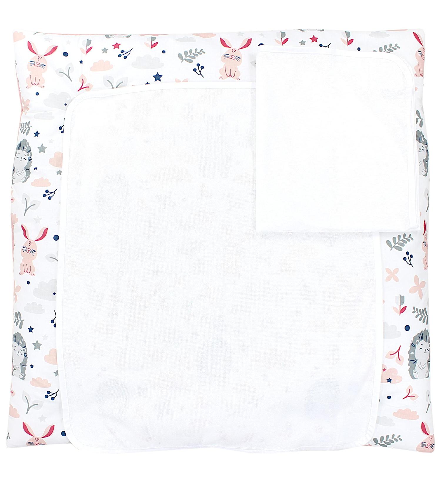 TupTam Baby Changing Mat with 2 Terry Cloth Covers - Hedgehog/Rabbit/Pink 70x70 cm - International Shipping Available - Buy Online on GoSupps.com